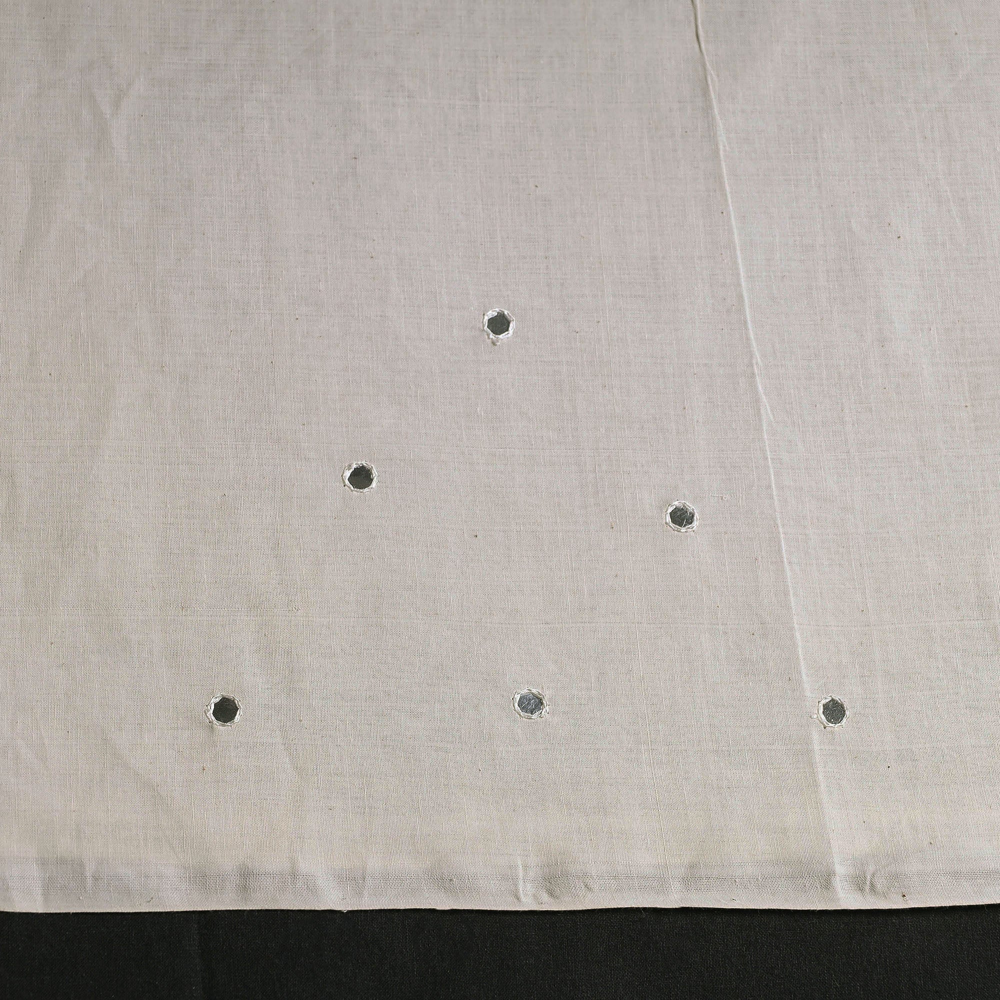 Off White - Mangalagiri Cotton Sequin Work Unstitched Kurta Material - 2.5 Meter - Image 4