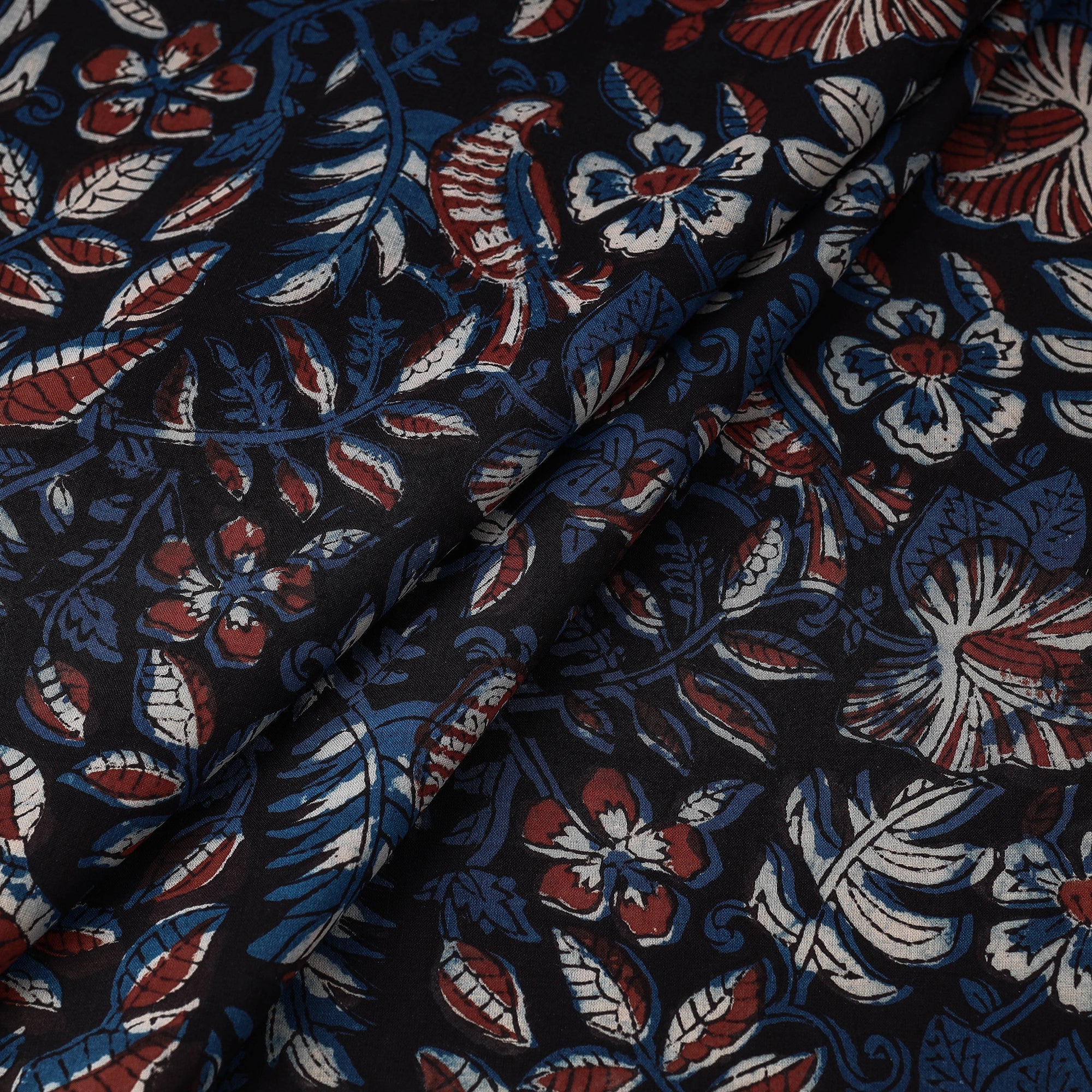 Black - Natural Dyed Bagru Block Print Cotton Fabric 10 - Image 2