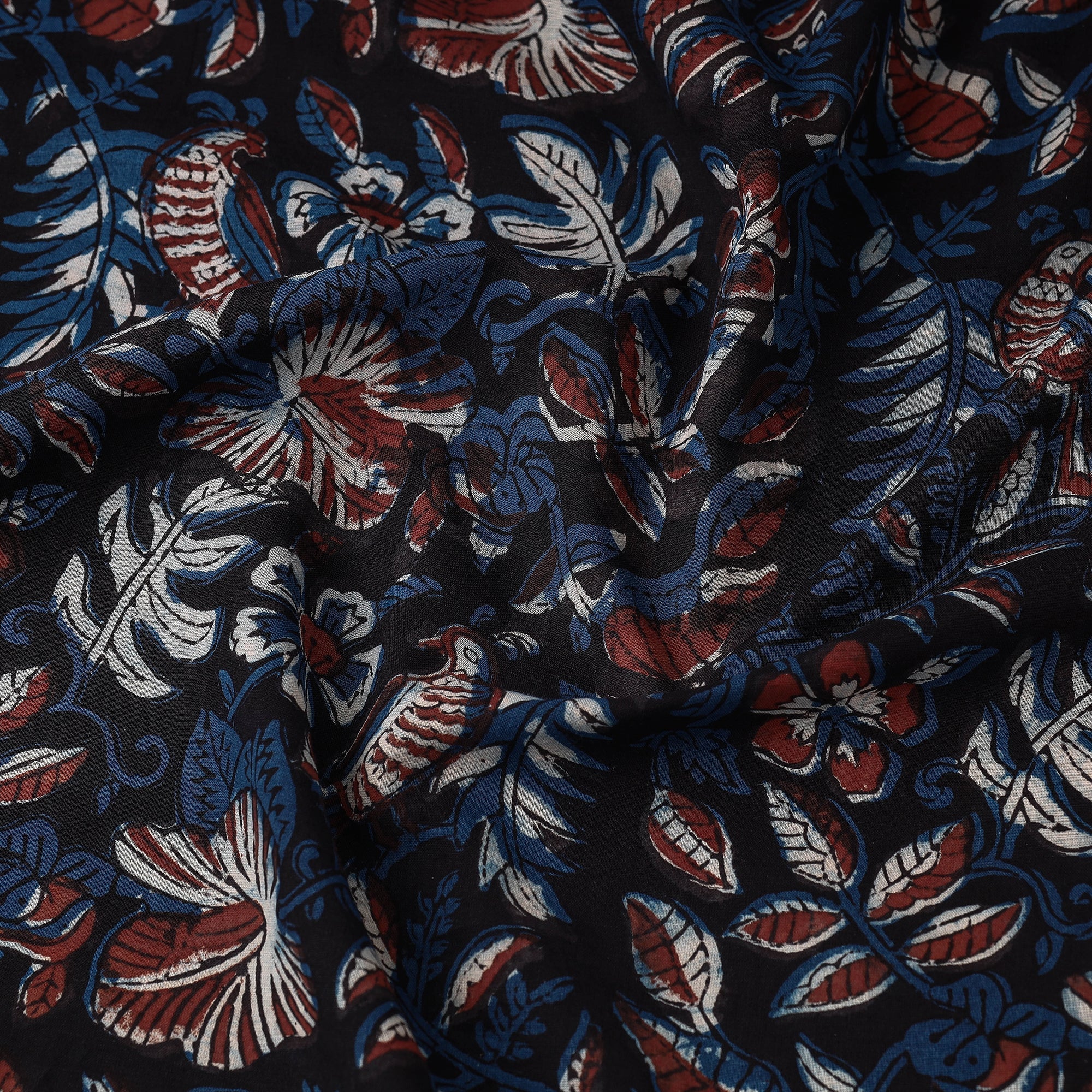 Black - Natural Dyed Bagru Block Print Cotton Fabric 10 - Image 3