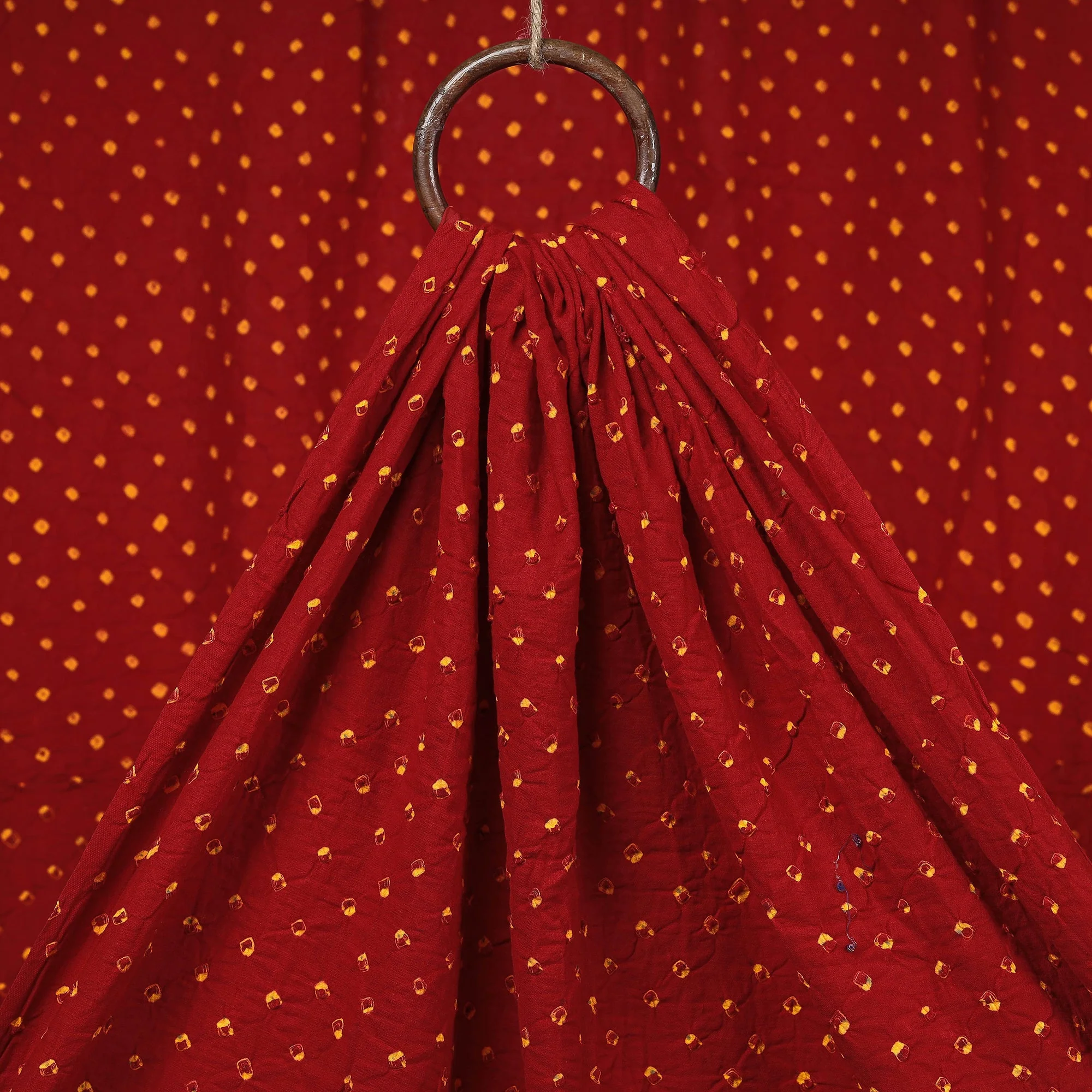 Red - Kutch Tie-Dye Cotton Bandhani Fabric 01