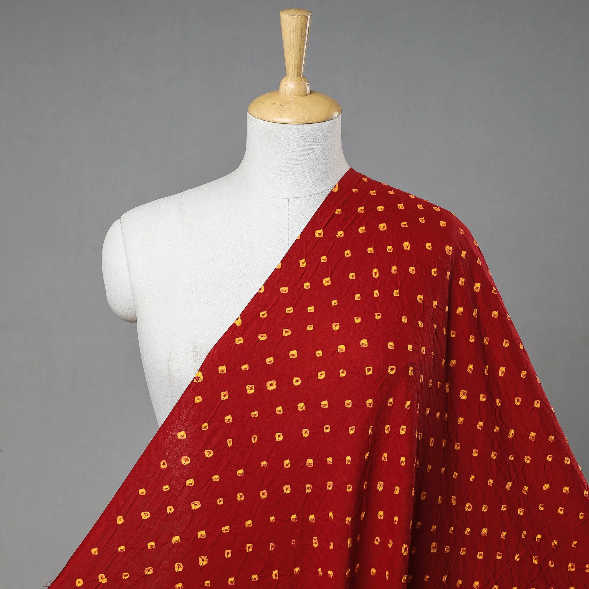 Red - Kutch Tie-Dye Cotton Bandhani Fabric 01 - Image 2