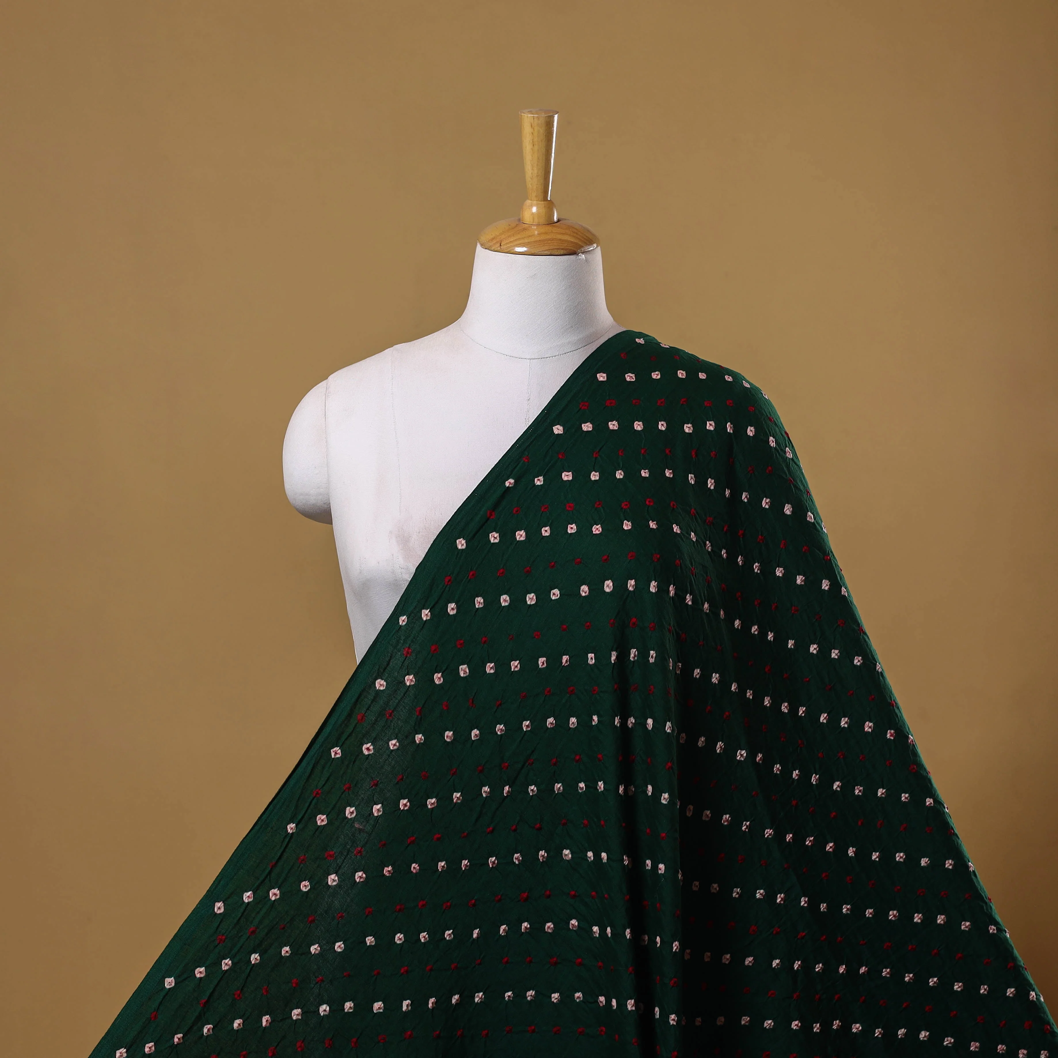 Green - Kutch Tie-Dye Cotton Bandhani Fabric 03 - Image 2