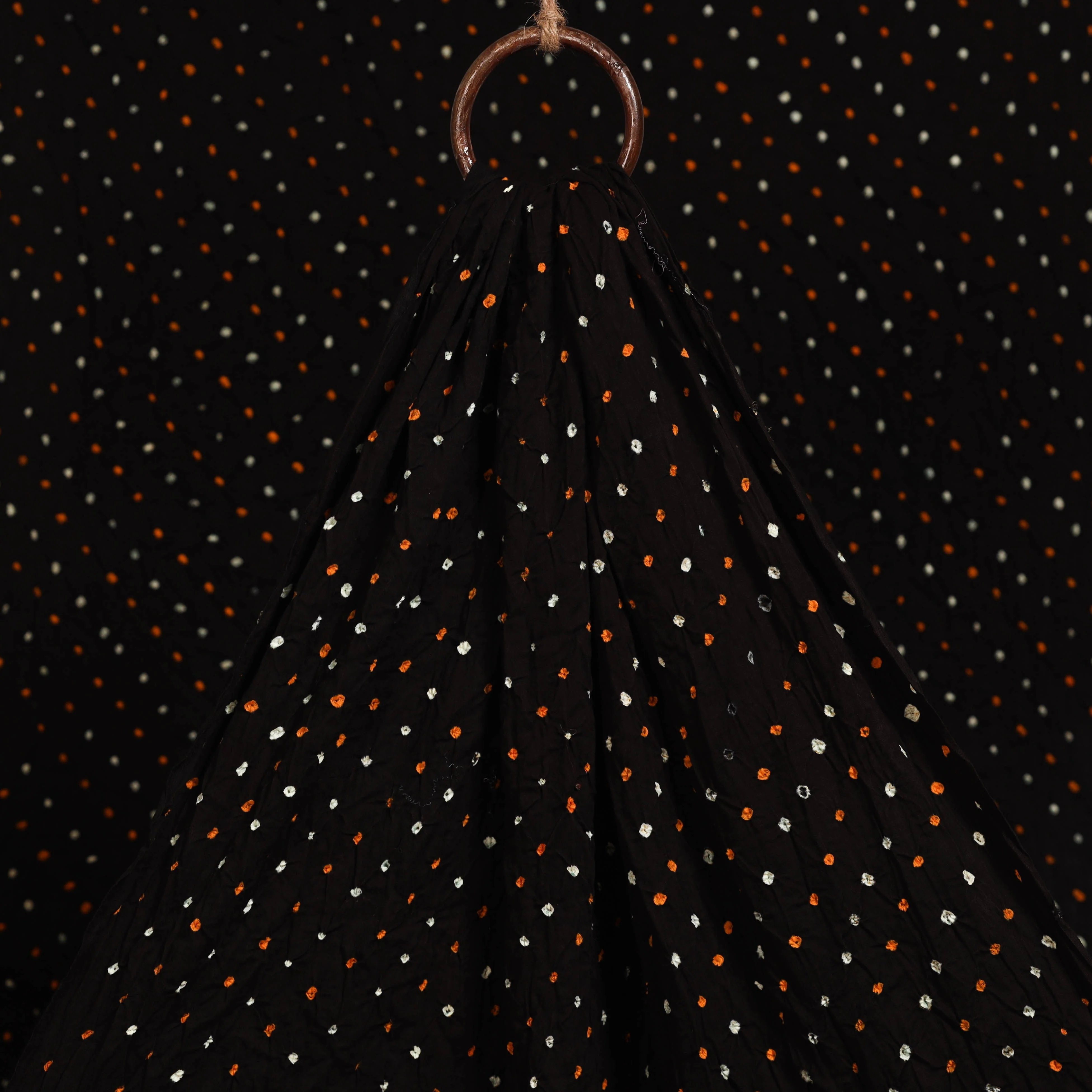 Black - Kutch Tie-Dye Cotton Bandhani Fabric 04