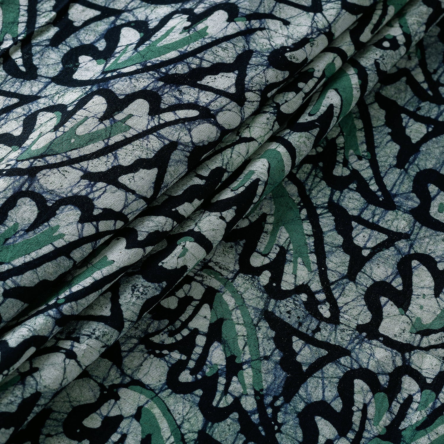 Green - Hand Printed Cotton Batik Fabric 32 - Image 2