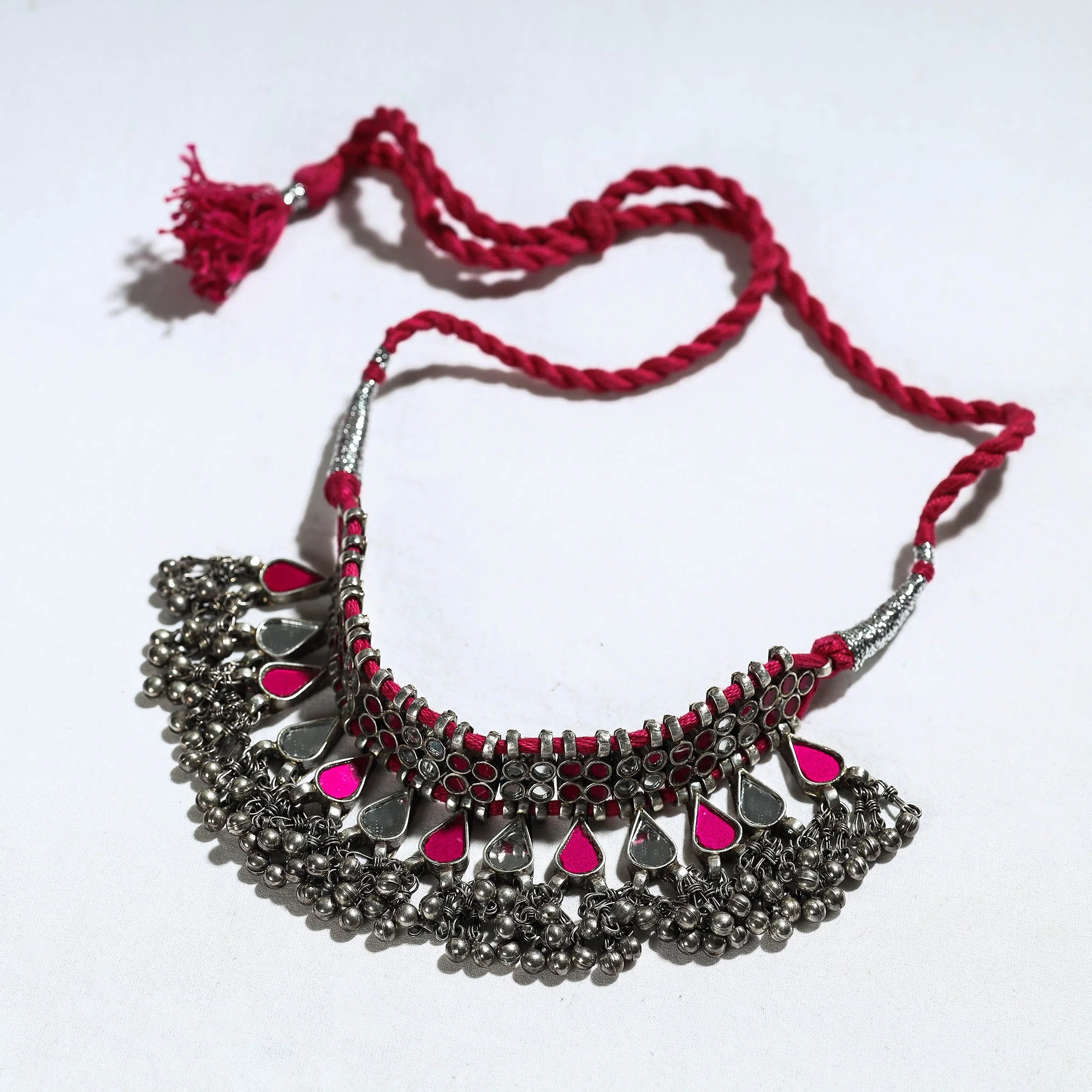 Grey - Antique Glass Encrusted Tribal GS Necklace - Image 2