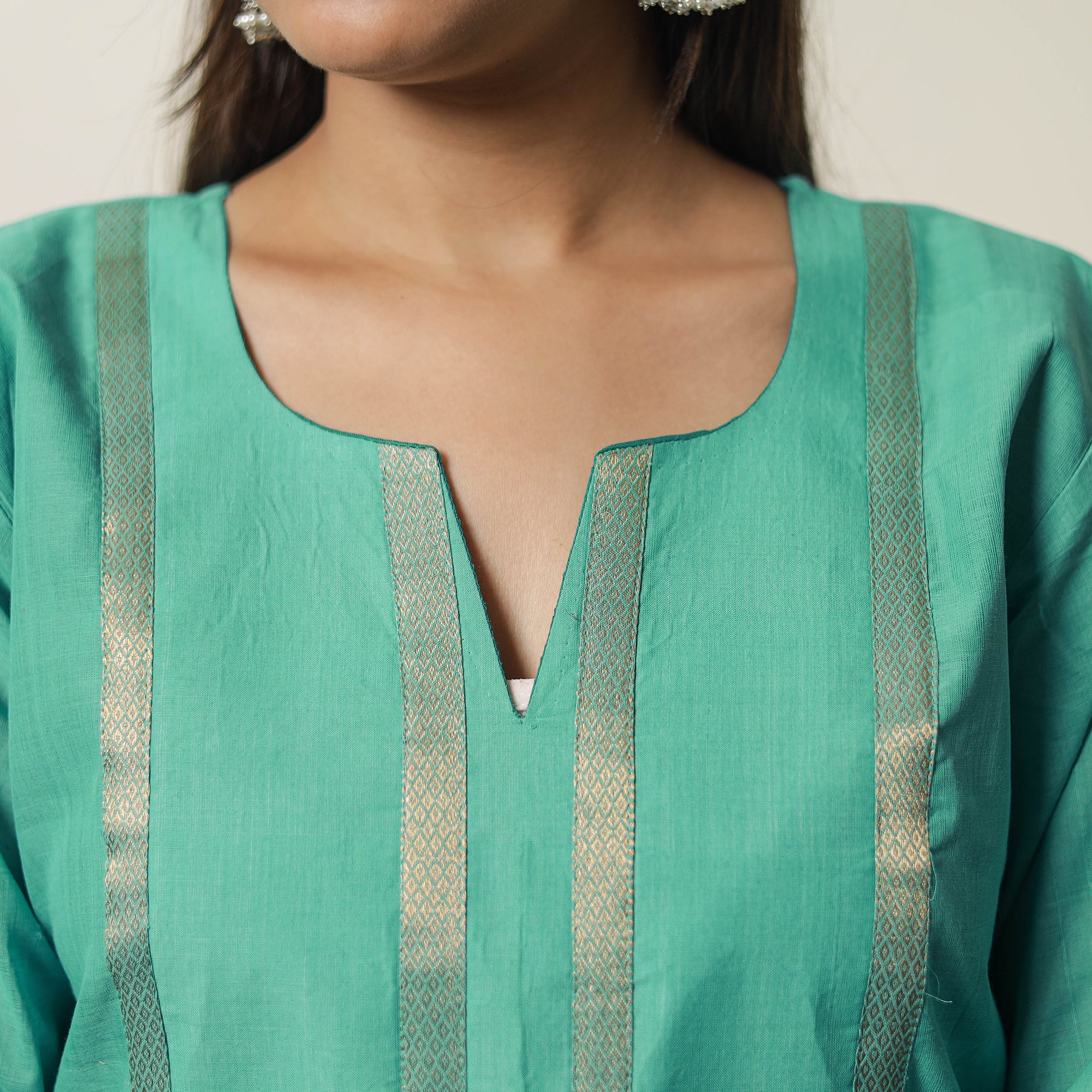 Aqua Blue - Mangalagiri Handloom Cotton Straight Kurta 22 - Image 4