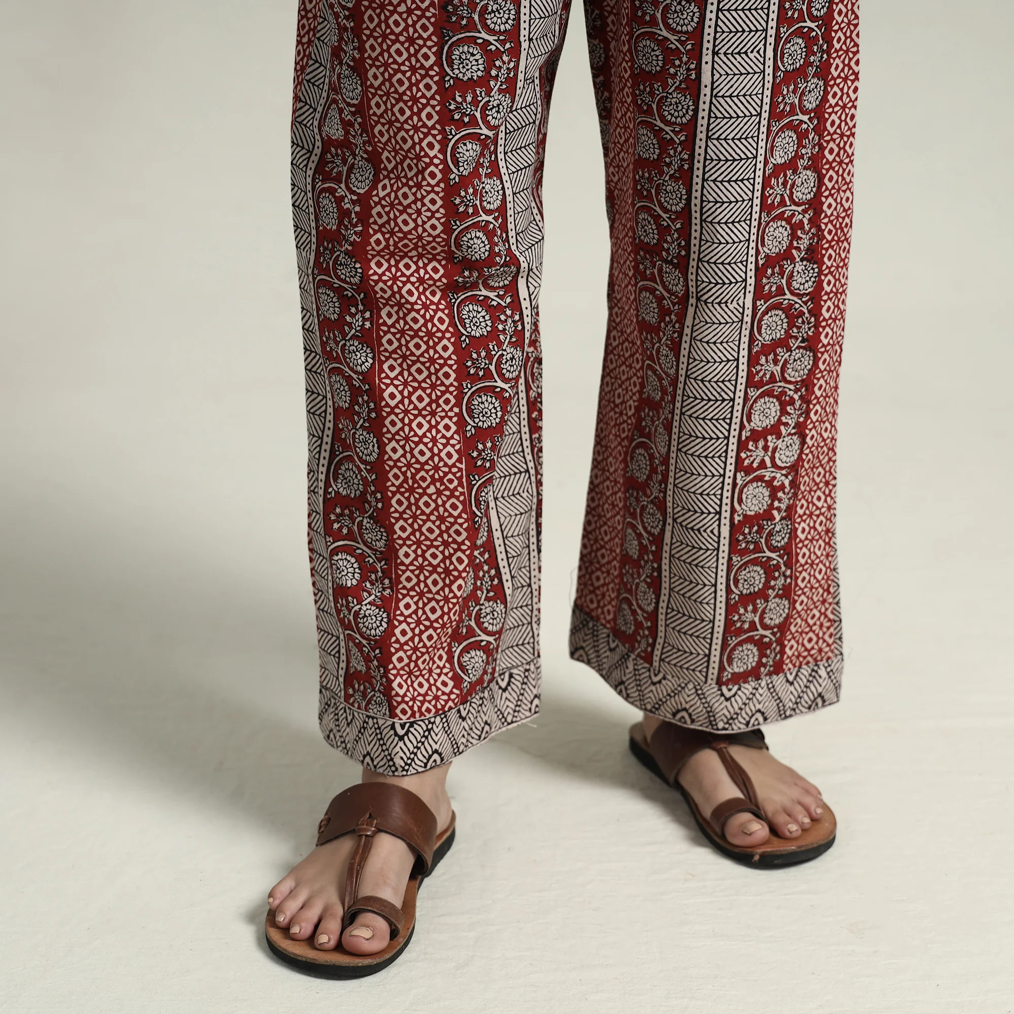 Beige - Bagh Block Printed Cotton Kurta with Palazzo & Dupatta Set 01 - Image 6