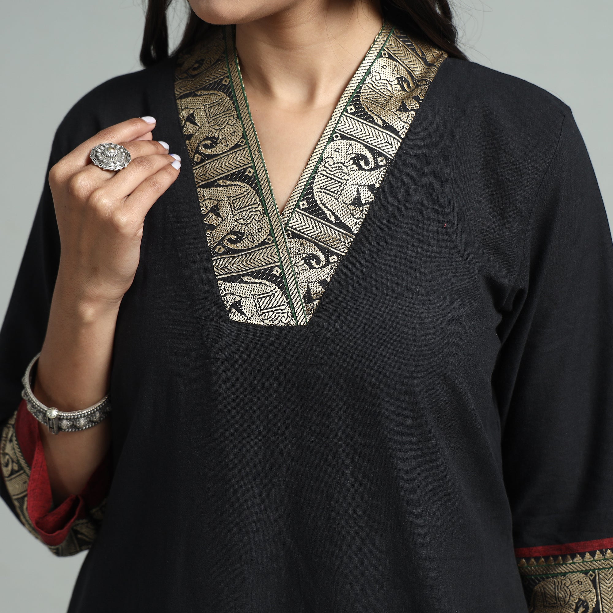 Black - Dharwad Cotton Straight Kurta - Image 5