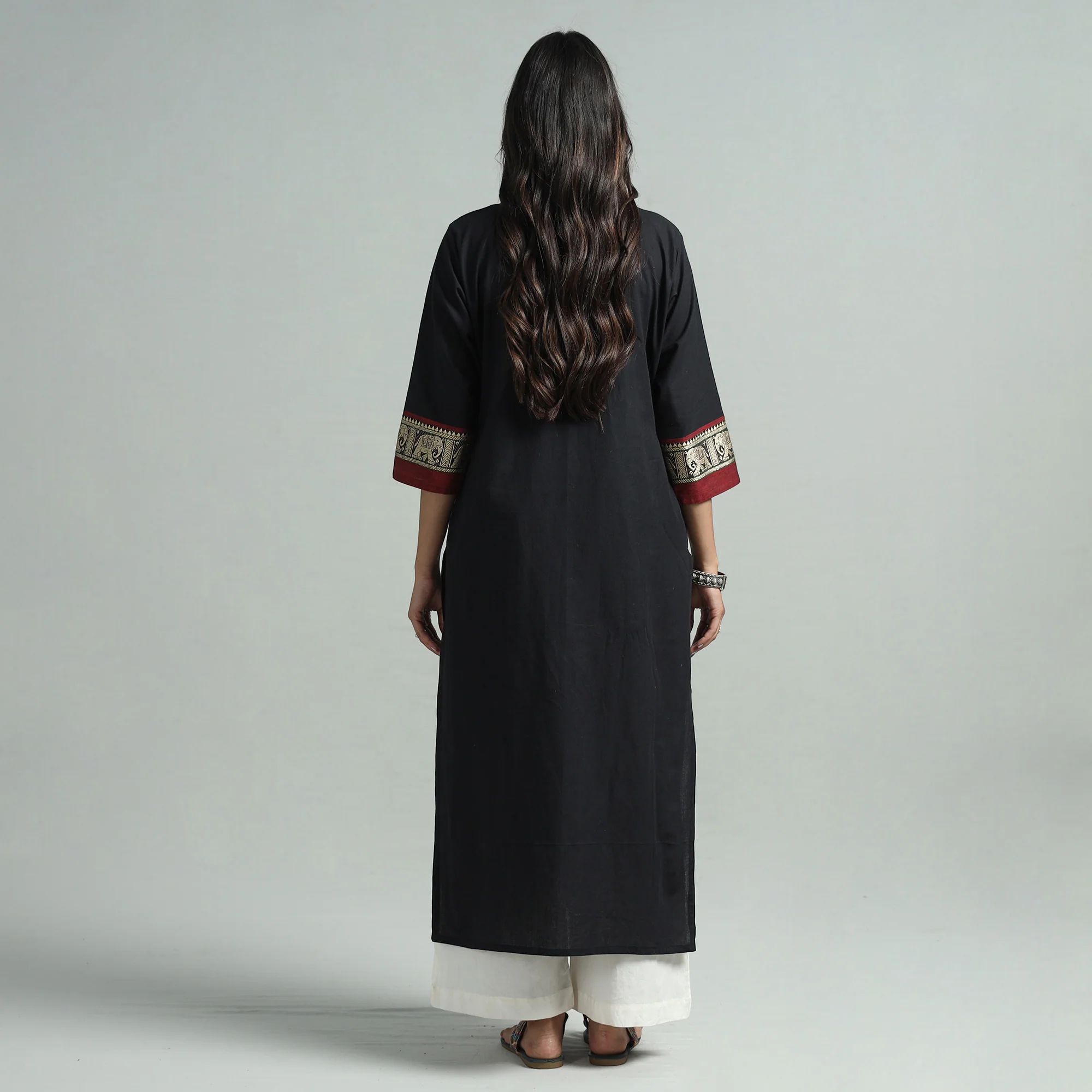Black - Dharwad Cotton Straight Kurta - Image 7