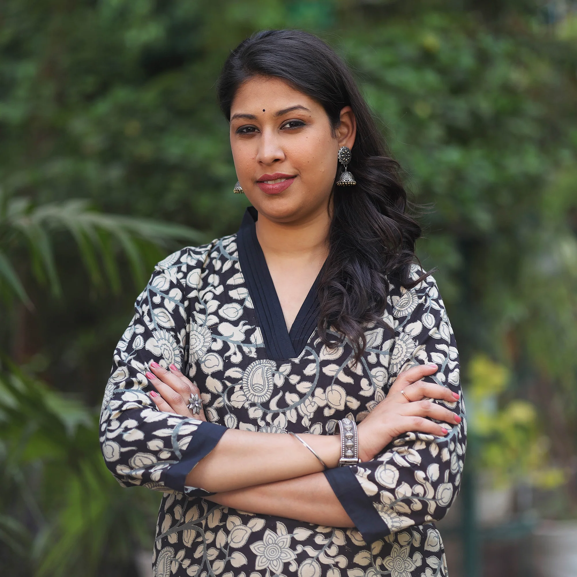 Black - Kalamkari Printed Cotton Kurta with Palazzo Set - Image 3