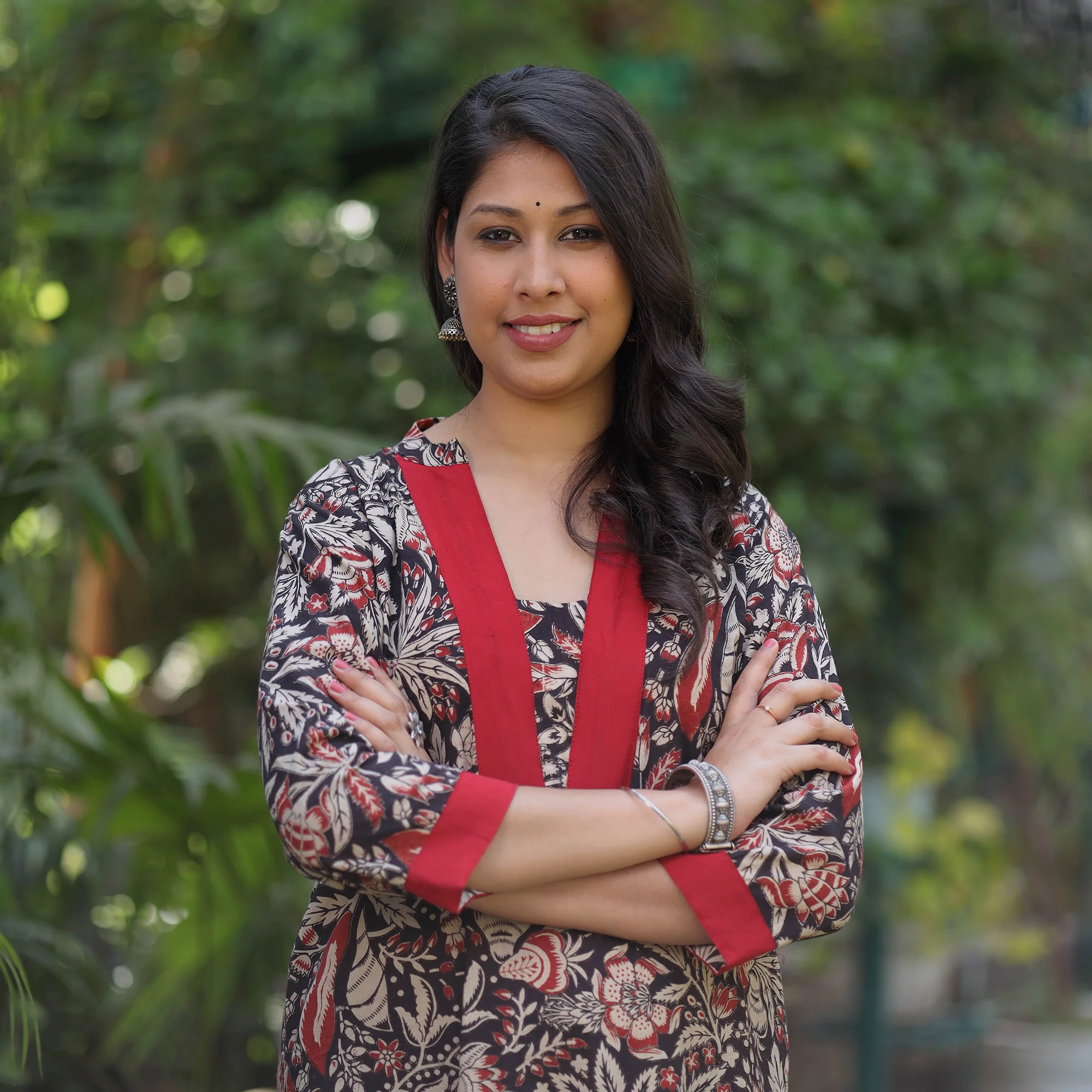 Black - Kalamkari Printed Cotton Kurta with Palazzo Set - Image 3