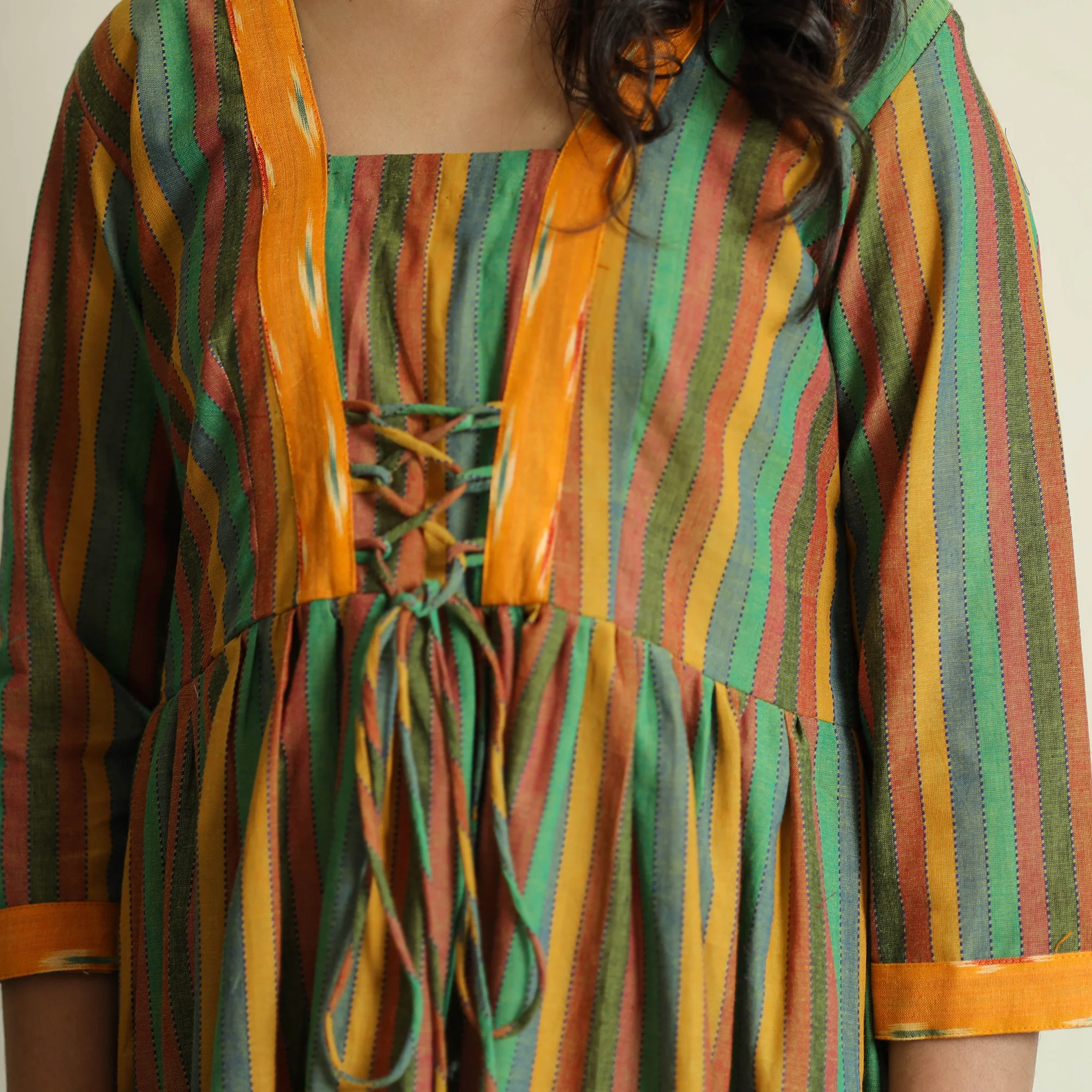 Multicolor - Jacquard Cotton Flared Gher Dress - Image 6