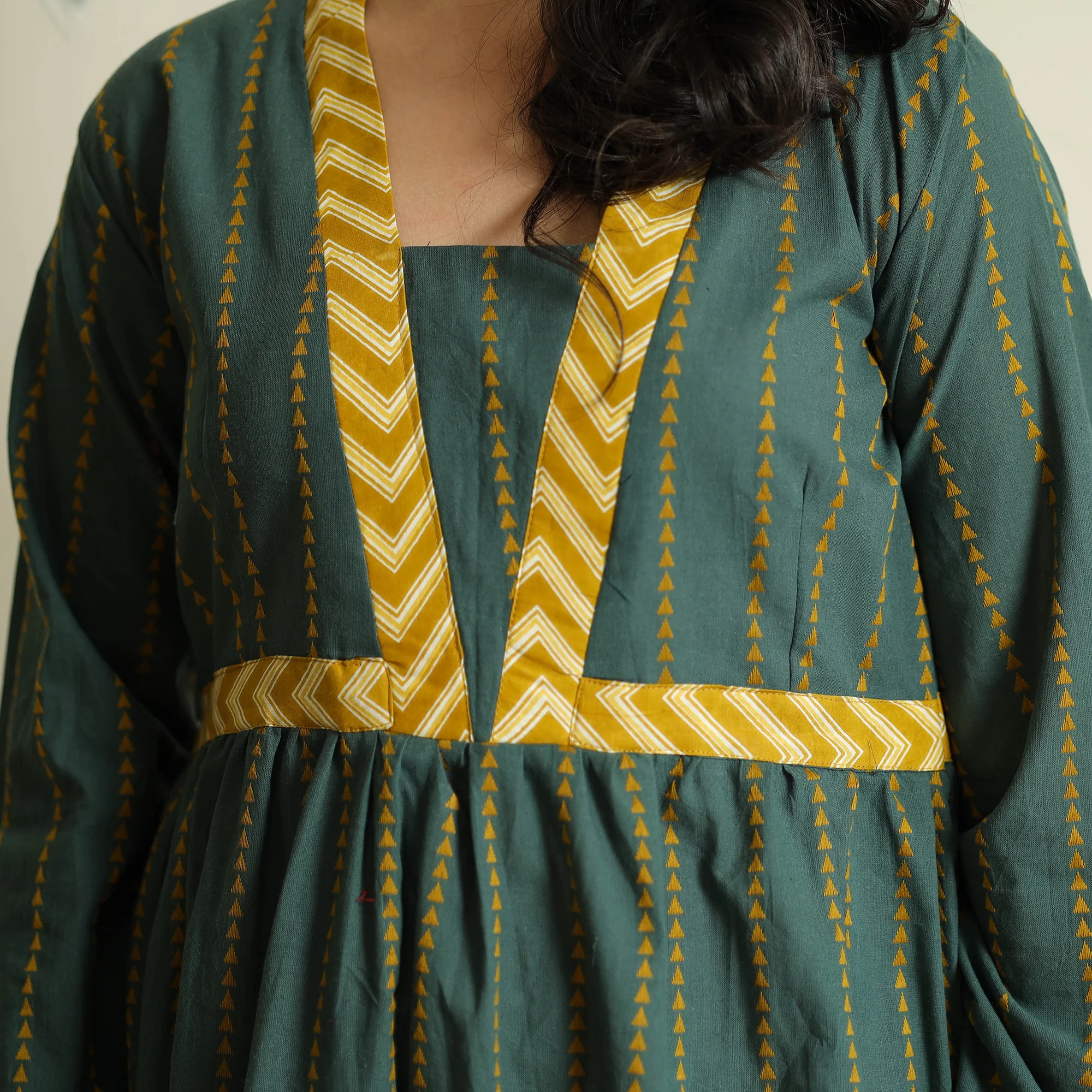 Dark Green - Jacquard Cotton Flared Gher Dress - Image 7