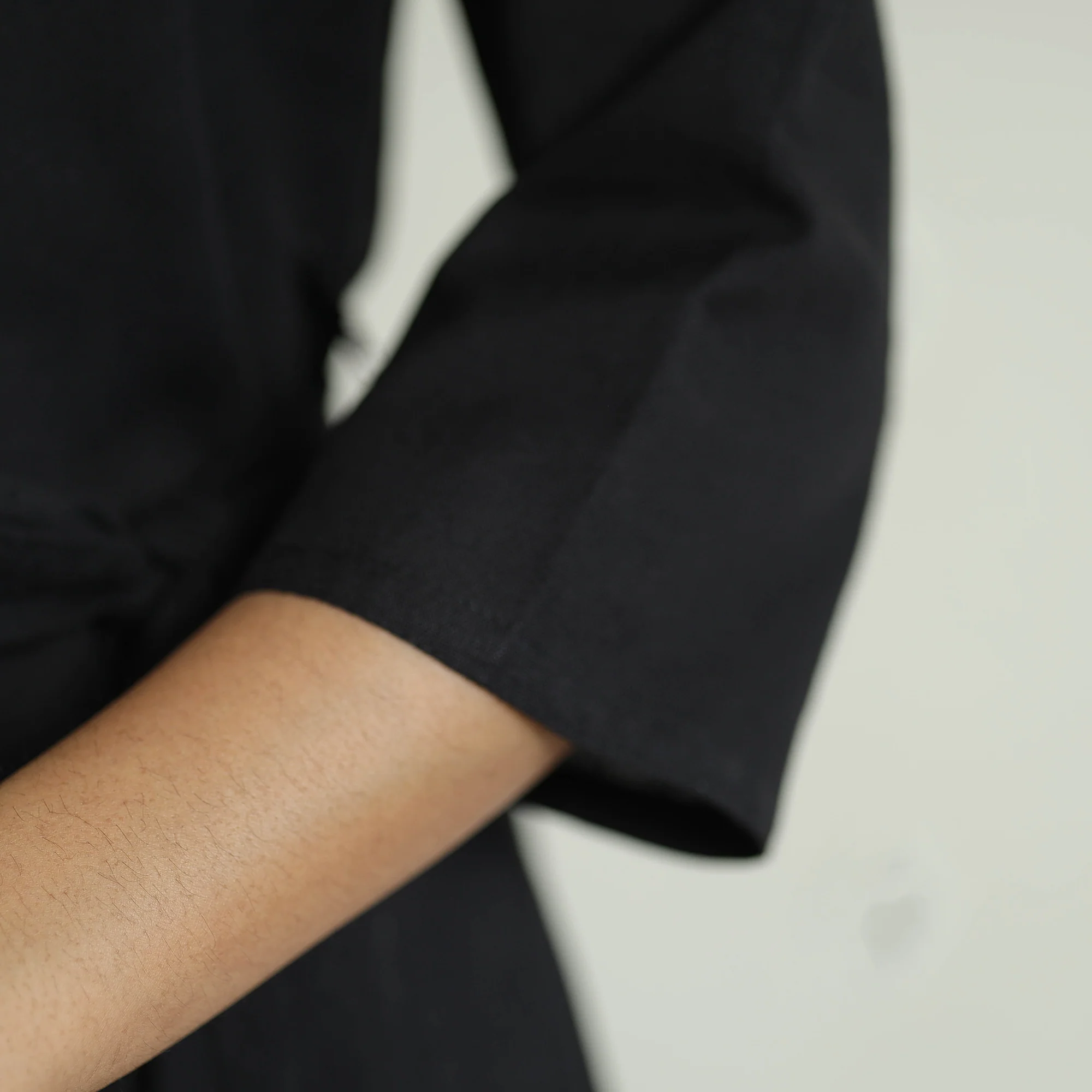 Black - Plain Flex Cotton Collared Neck Buttoned Down Dress - Image 7