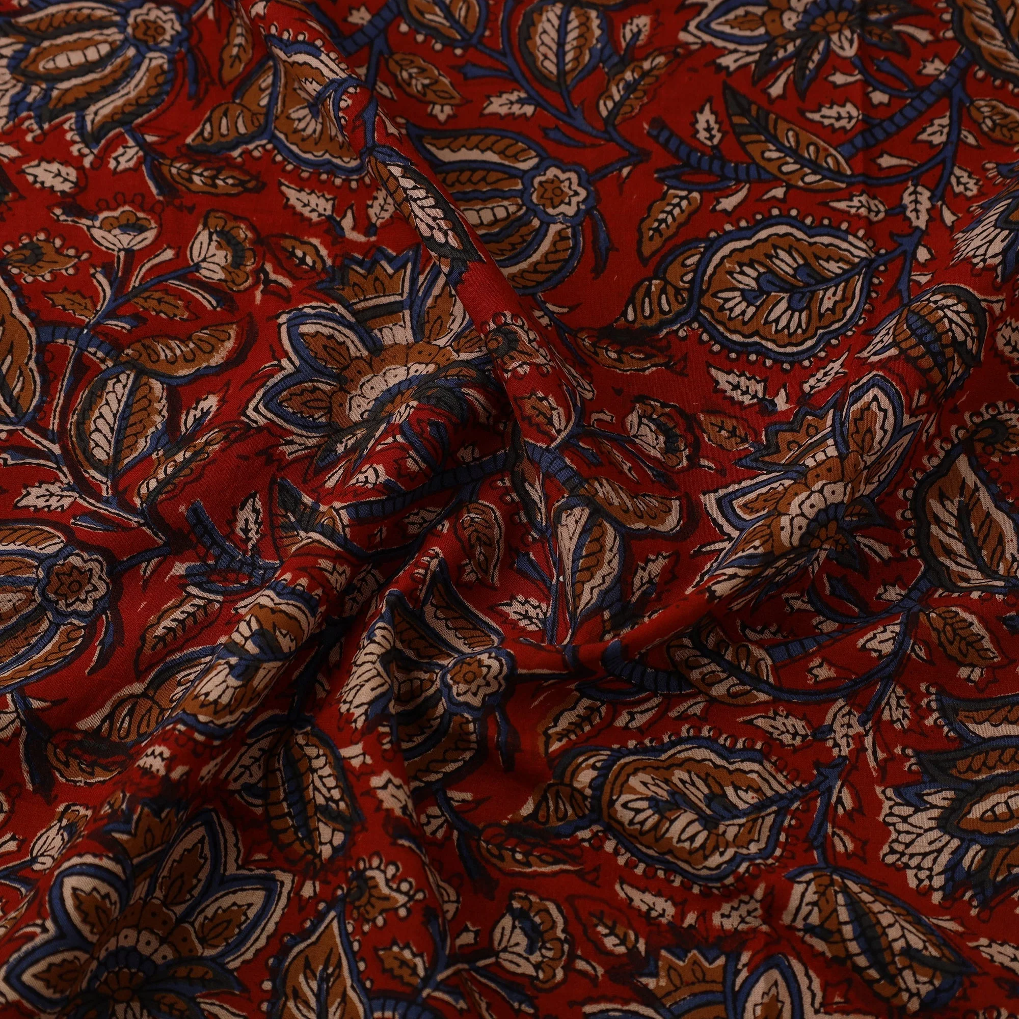 Red - Block Print Cotton Bagru Fabric 05 - Image 3