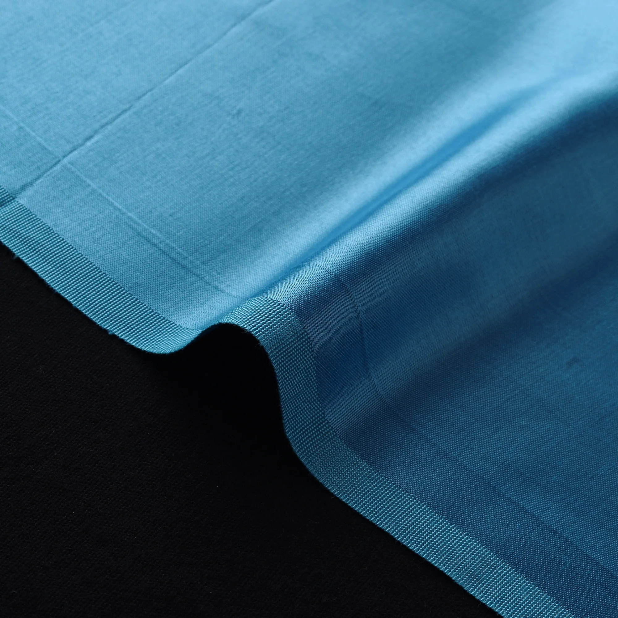Blue - Mashru Silk Plain Dyed Fabric (Width - 46 in) - Image 4