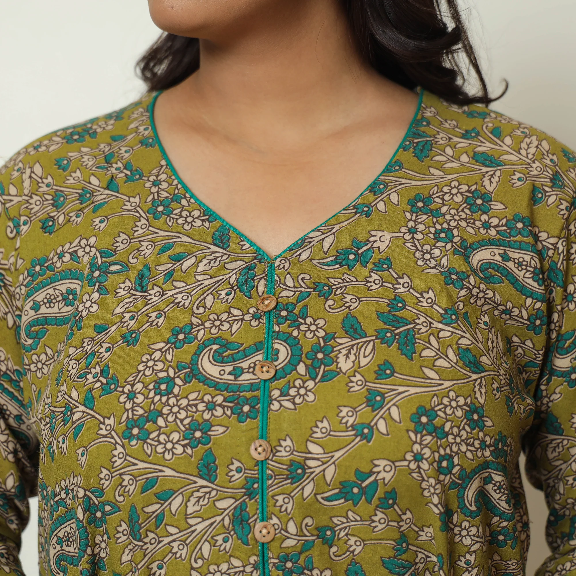Green - Kalamkari Printed Cotton Straight Kurta 35 - Image 6
