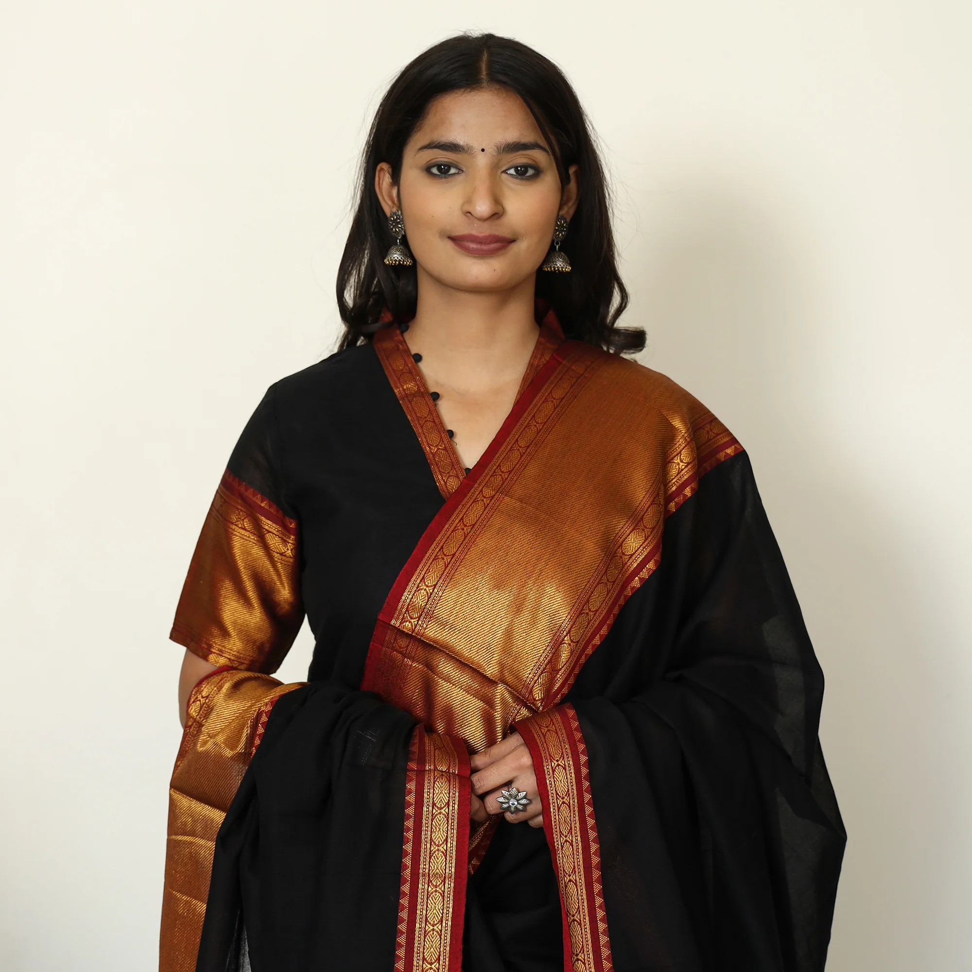 Black - Dharwad Cotton Kurta with Palazzo & Dupatta Set 21 - Image 3