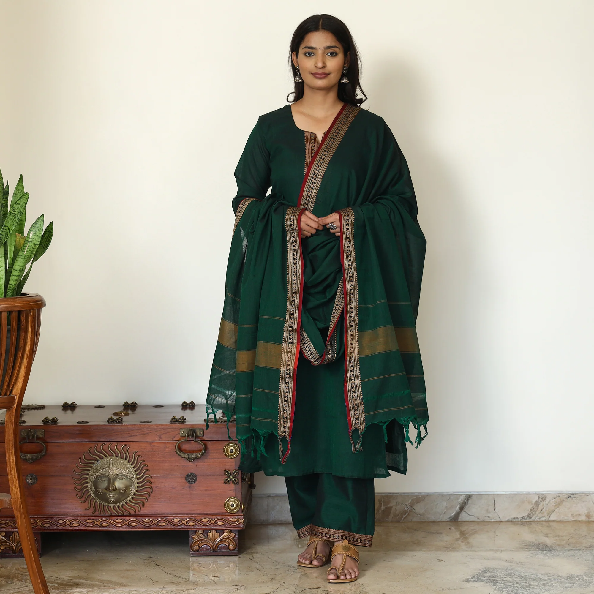 Dharwad Cotton Kurta with Palazzo & Dupatta Set 18 - Image 2