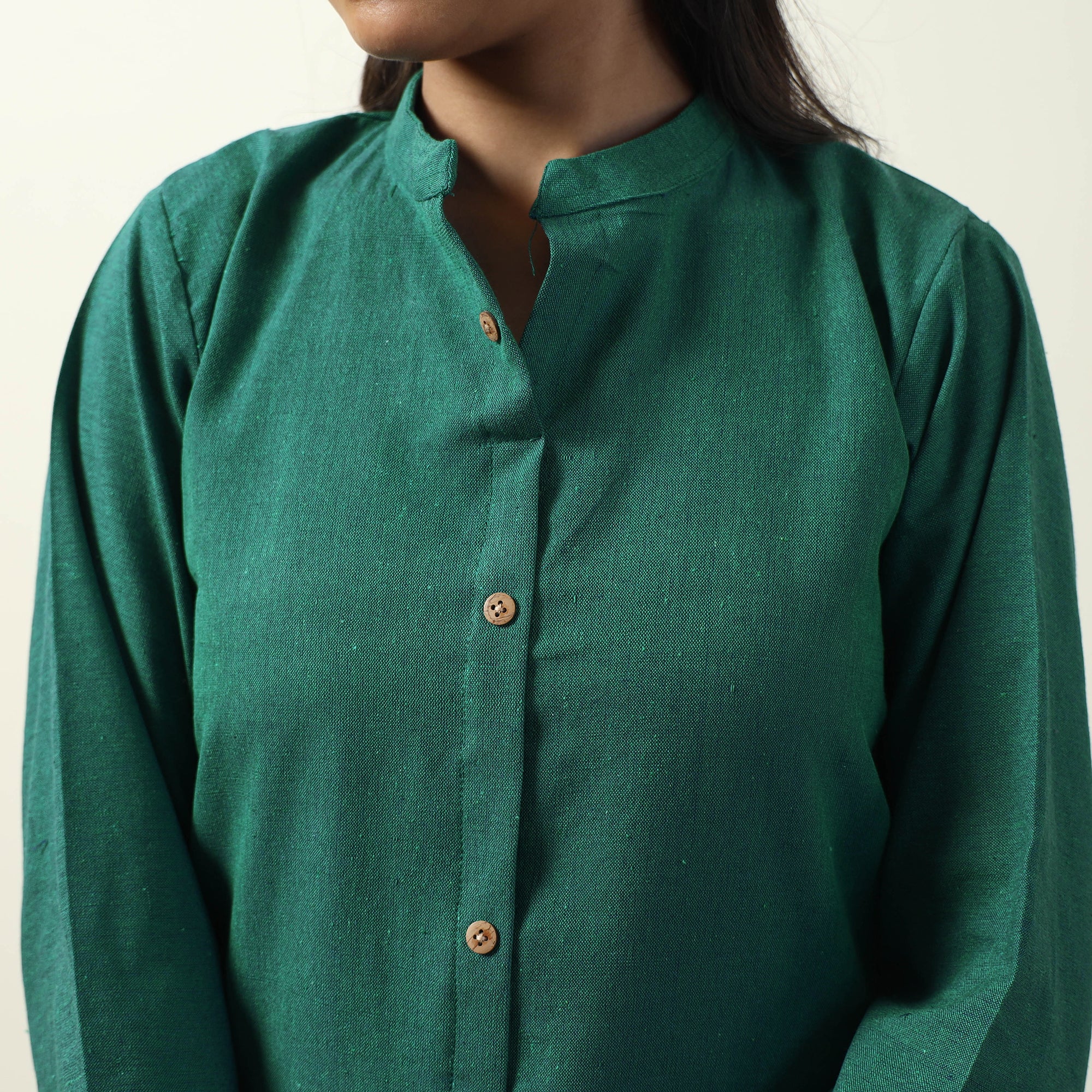 Green - Jhiri Handloom Cotton Straight Long Kurta - Image 5