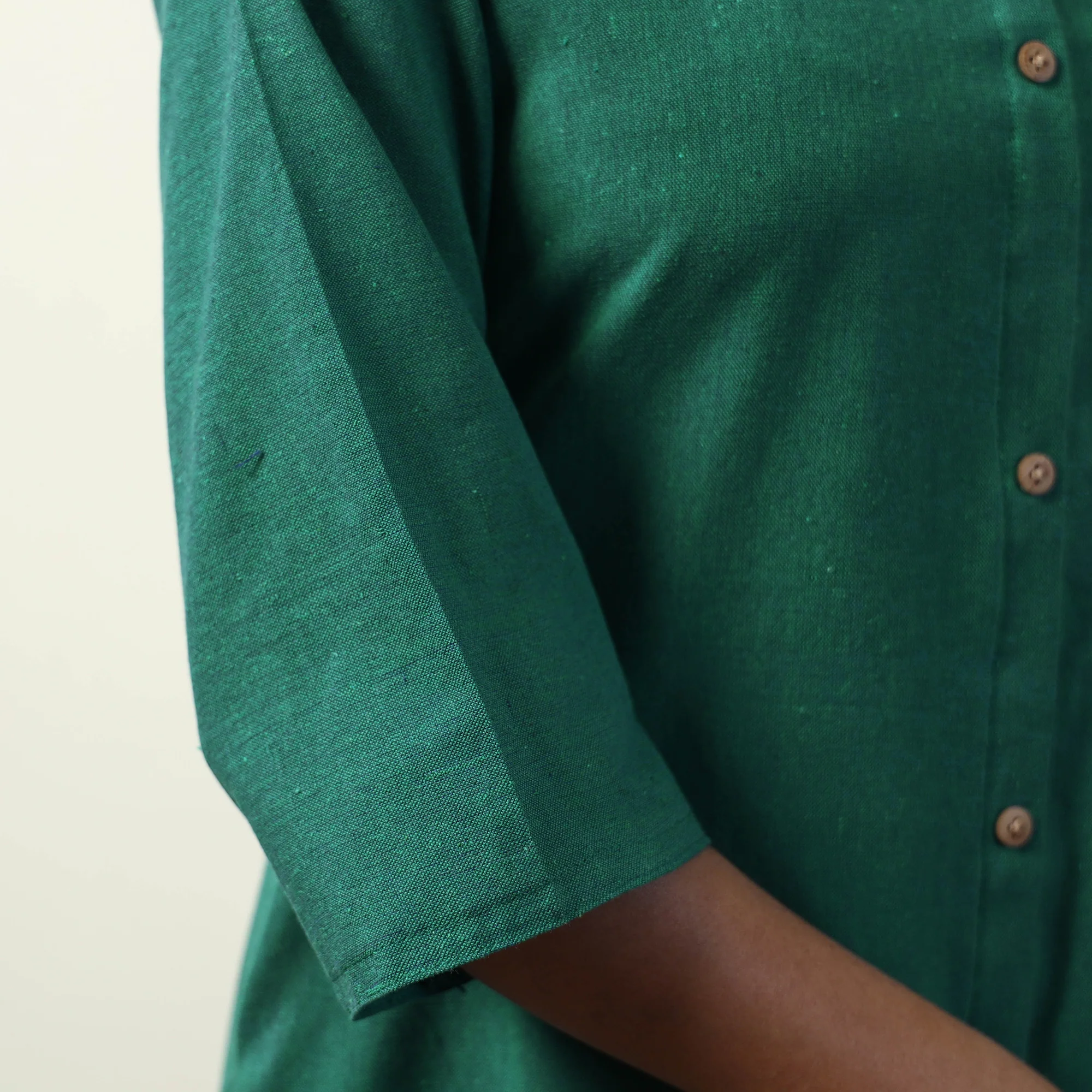 Green - Jhiri Handloom Cotton Straight Long Kurta - Image 6