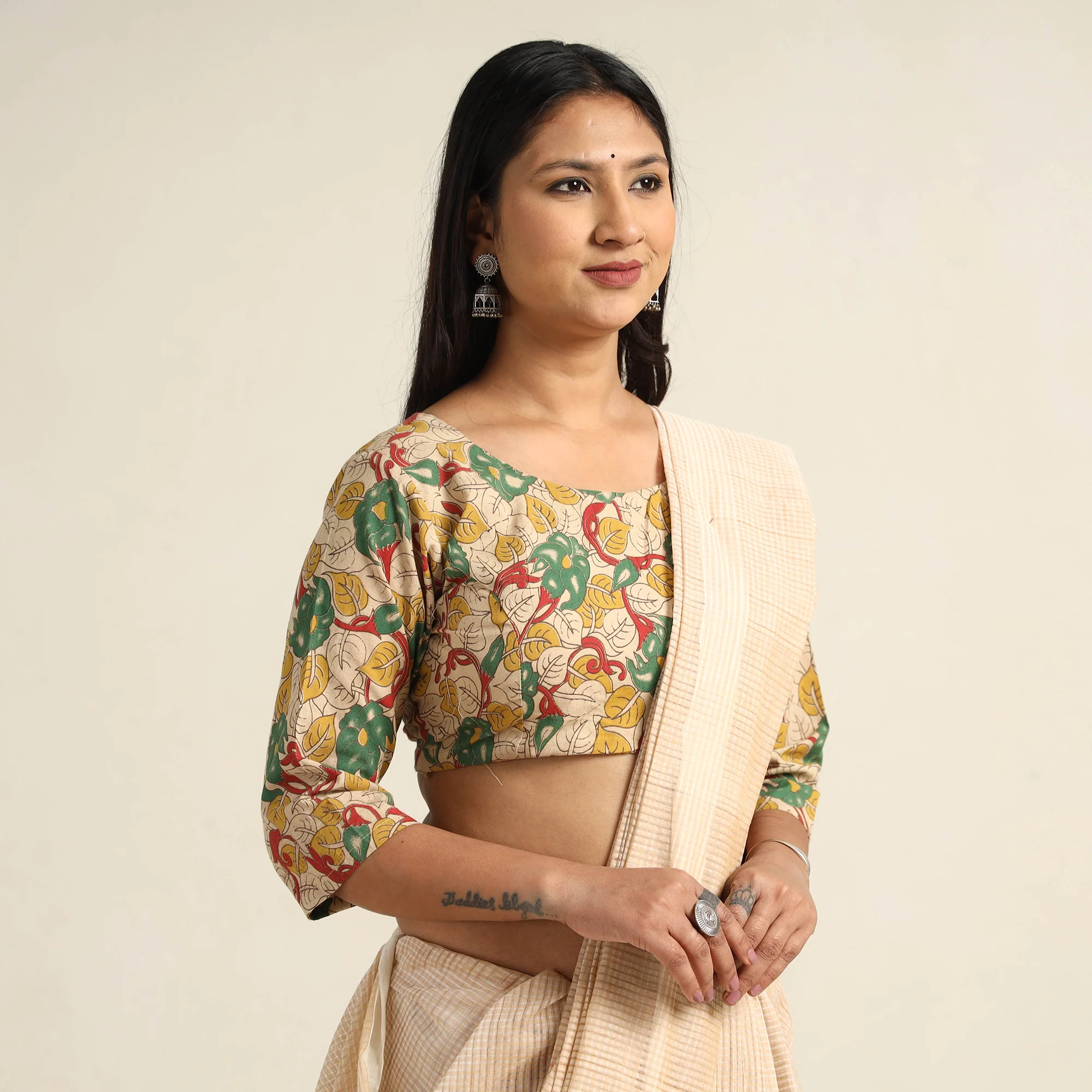 Multicolor - Kalamkari Printed Cotton Stitched Blouse 10 - Image 3