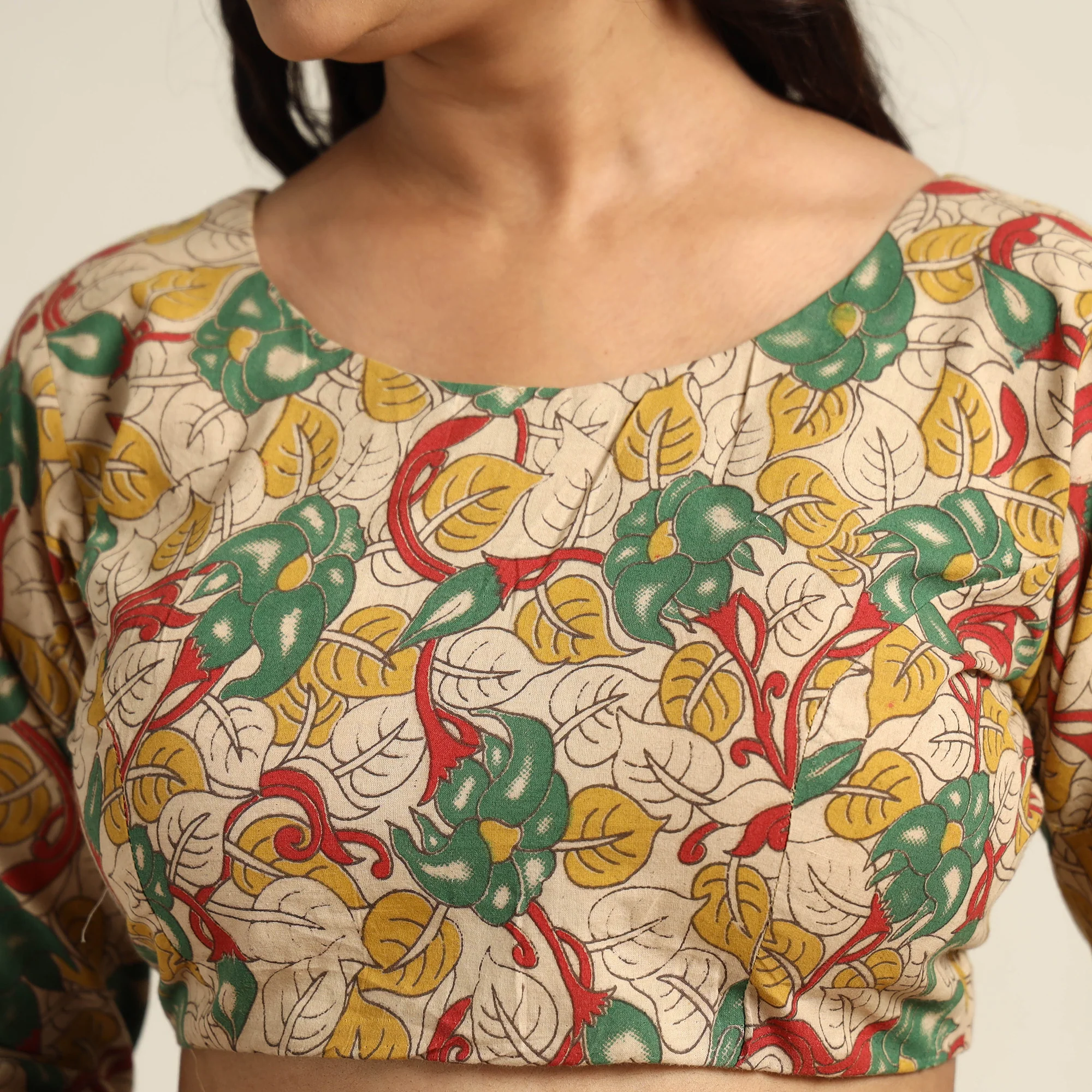 Multicolor - Kalamkari Printed Cotton Stitched Blouse 10 - Image 4