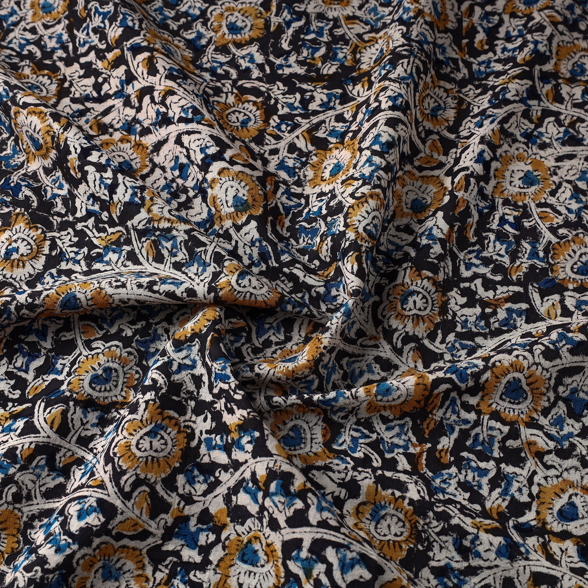 Multicolor - Pedana Block Print Cotton Kalamkari Fabric 06 - Image 3
