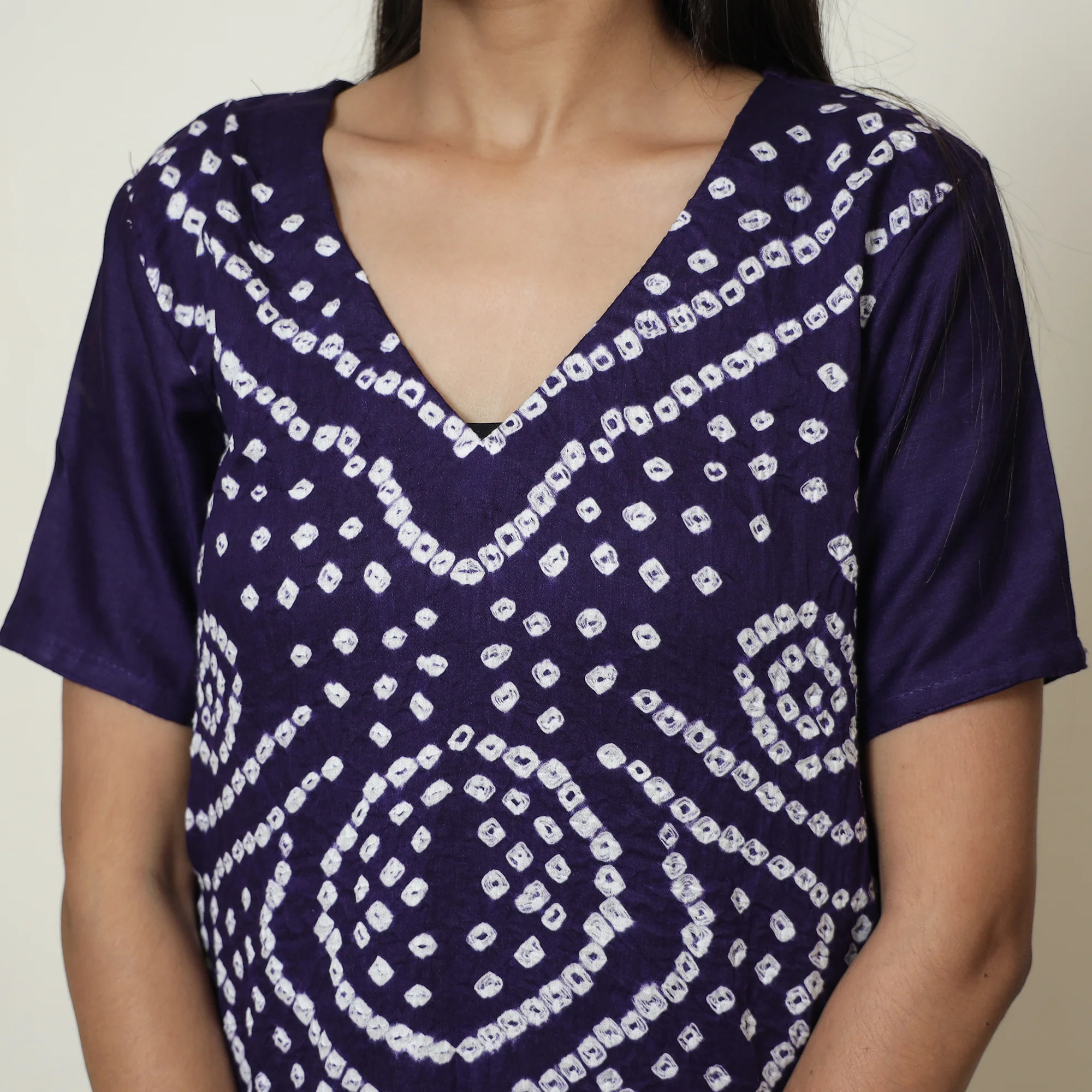 Blue - Bandhani Tie-Dye Cotton Kurta with Afghani Salwar & Dupatta Set 03 - Image 4