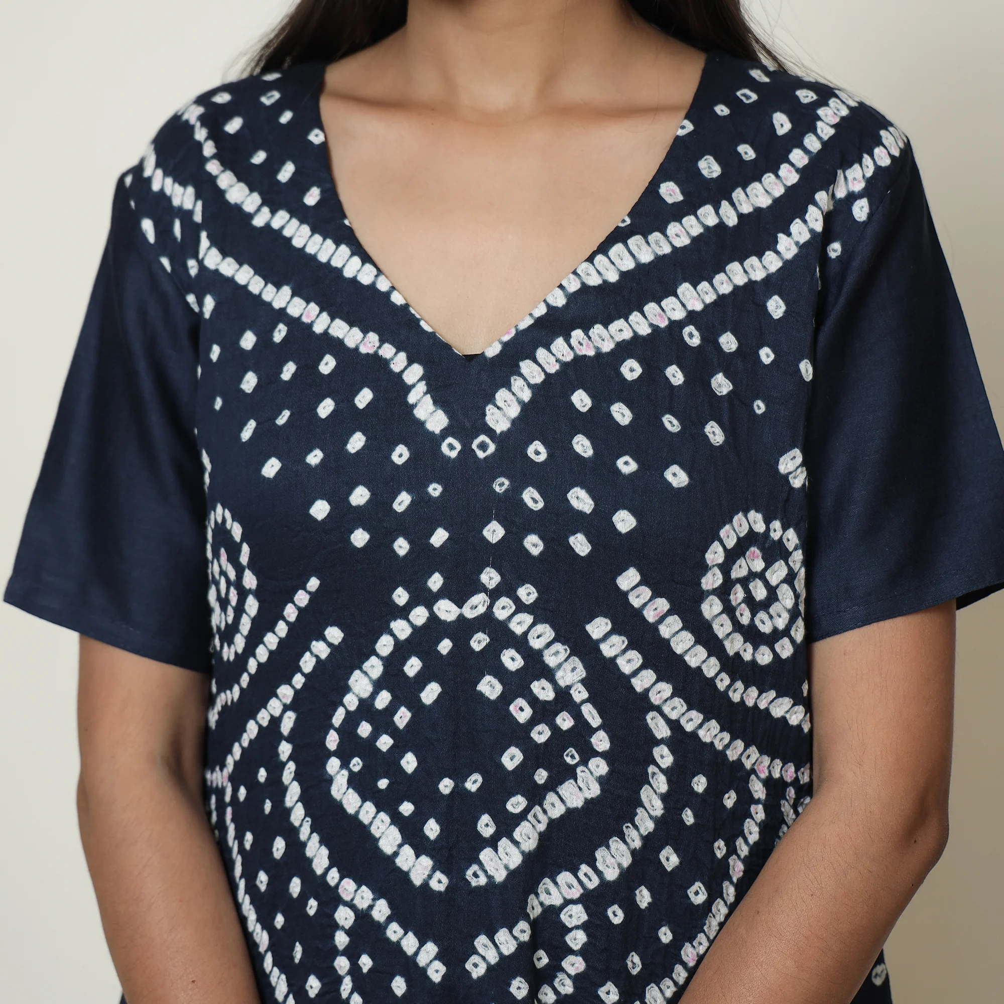 Blue - Bandhani Tie-Dye Cotton Kurta with Afghani Salwar & Dupatta Set 04 - Image 4