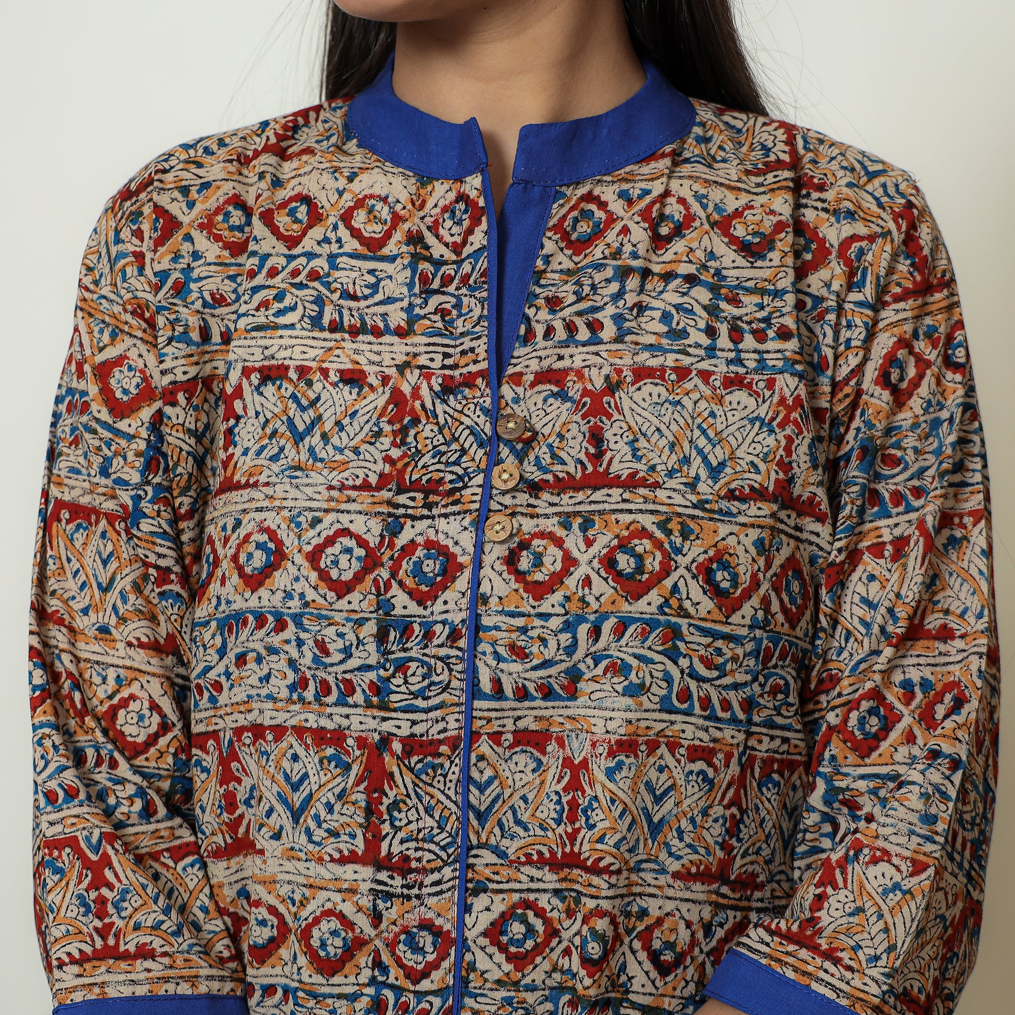 Multicolor - Kalamkari Hand Block Printed Cotton A-Line Kurta 02 - Image 6