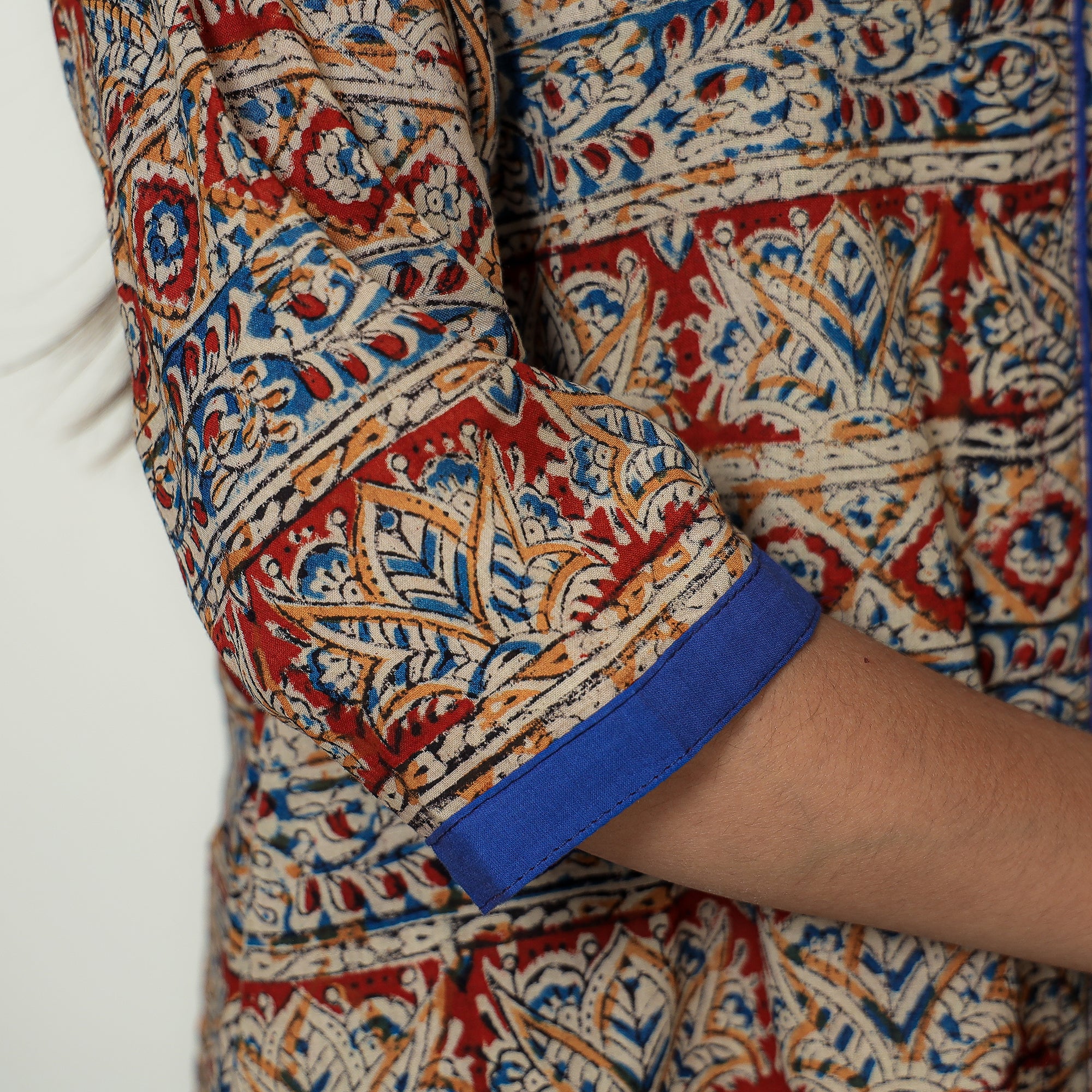 Multicolor - Kalamkari Hand Block Printed Cotton A-Line Kurta 02 - Image 7