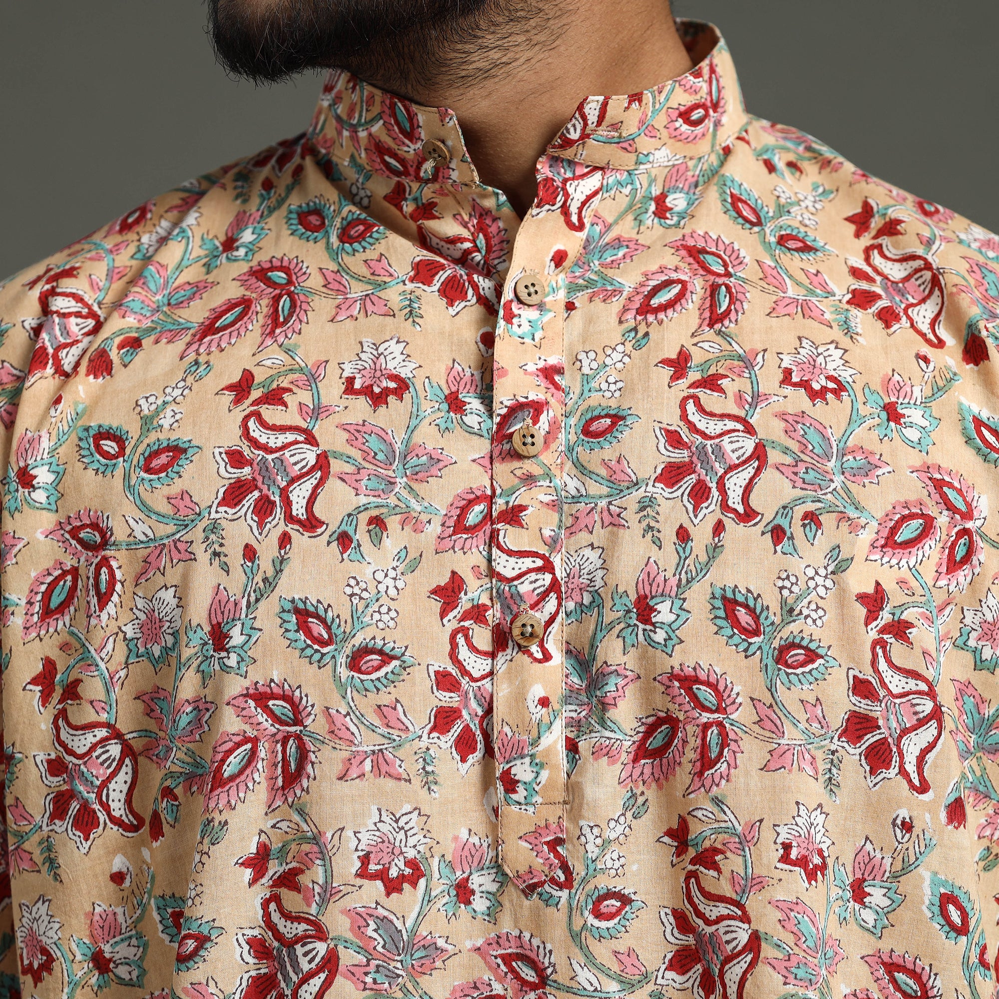 Sanganeri Block Printed Cotton Men Long Kurta 07 - Image 6