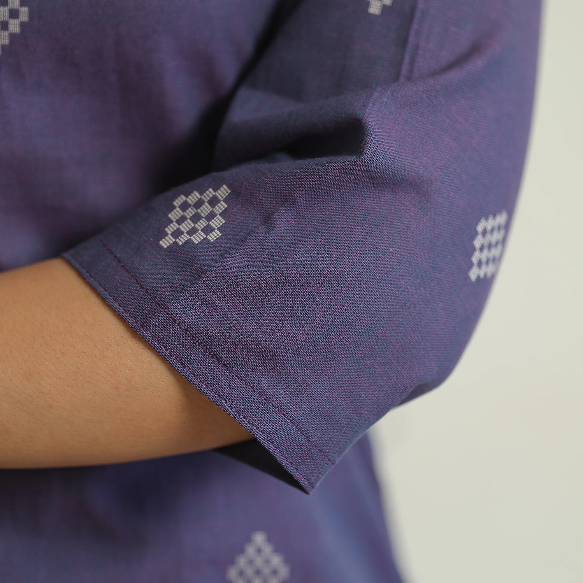 Purple - Jacquard Weave Cotton Straight Kurta 13 - Image 7