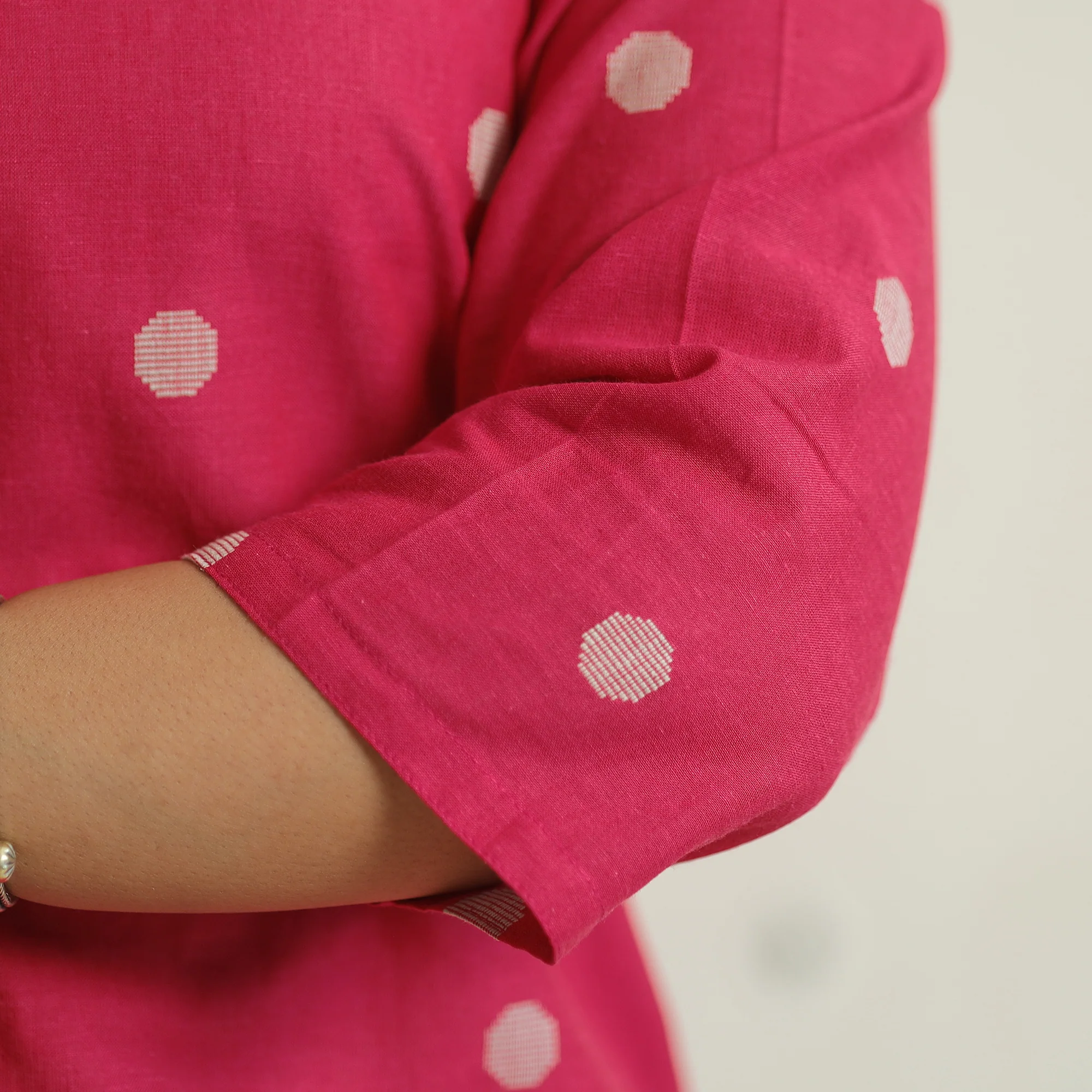 Pink - Jacquard Weave Cotton Straight Kurta 15 - Image 6