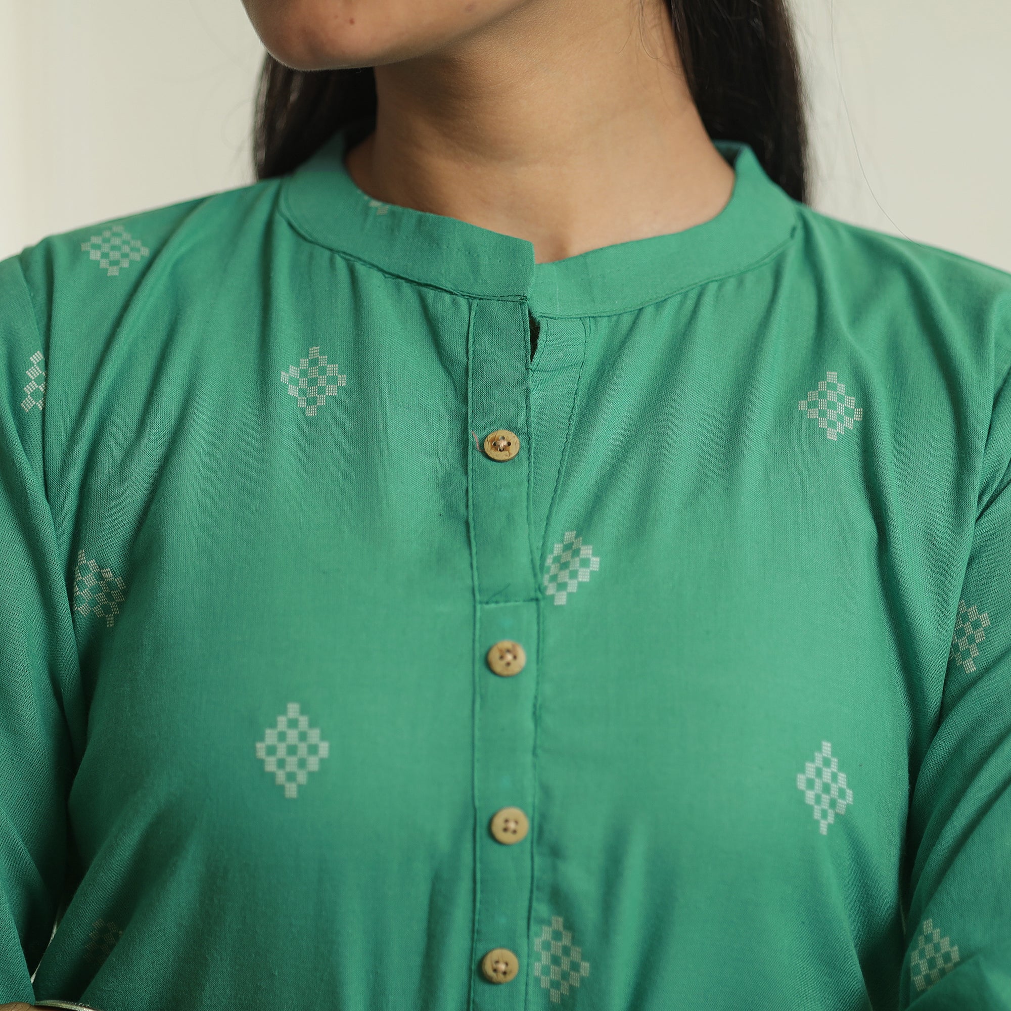 Green - Jacquard Weave Cotton Straight Kurta 04 - Image 5