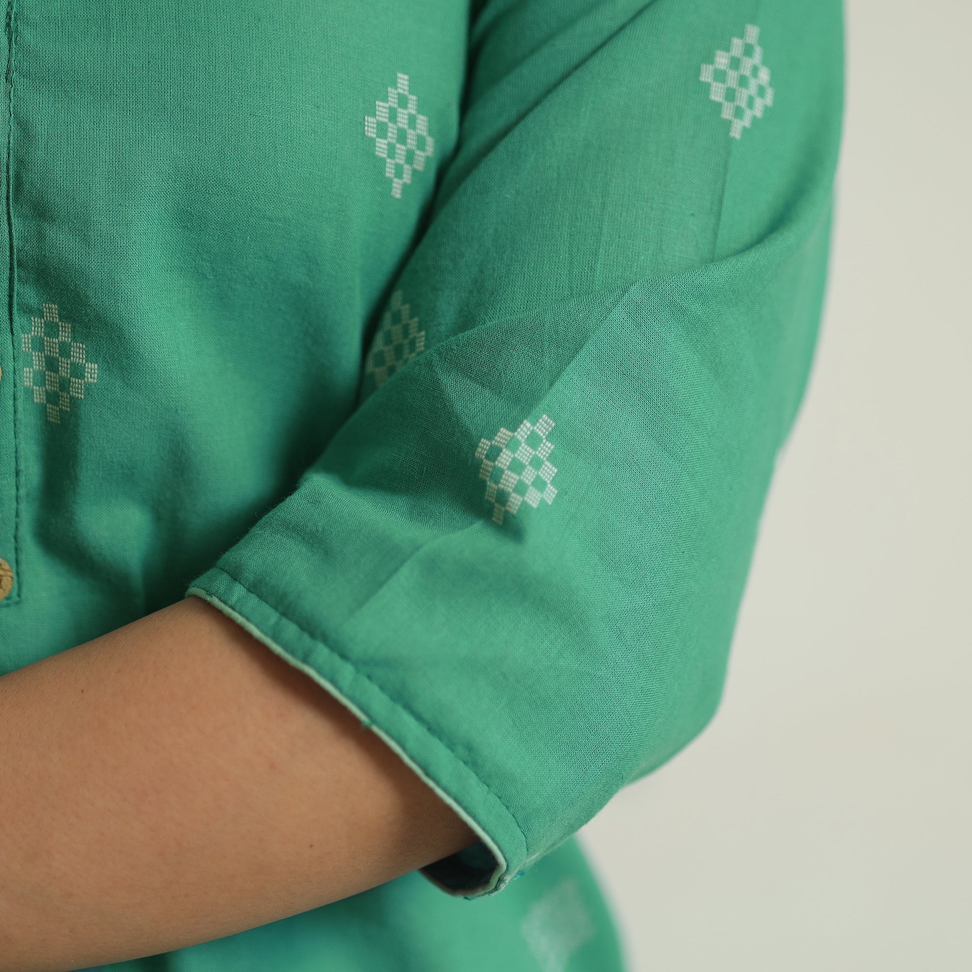 Green - Jacquard Weave Cotton Straight Kurta 04 - Image 6