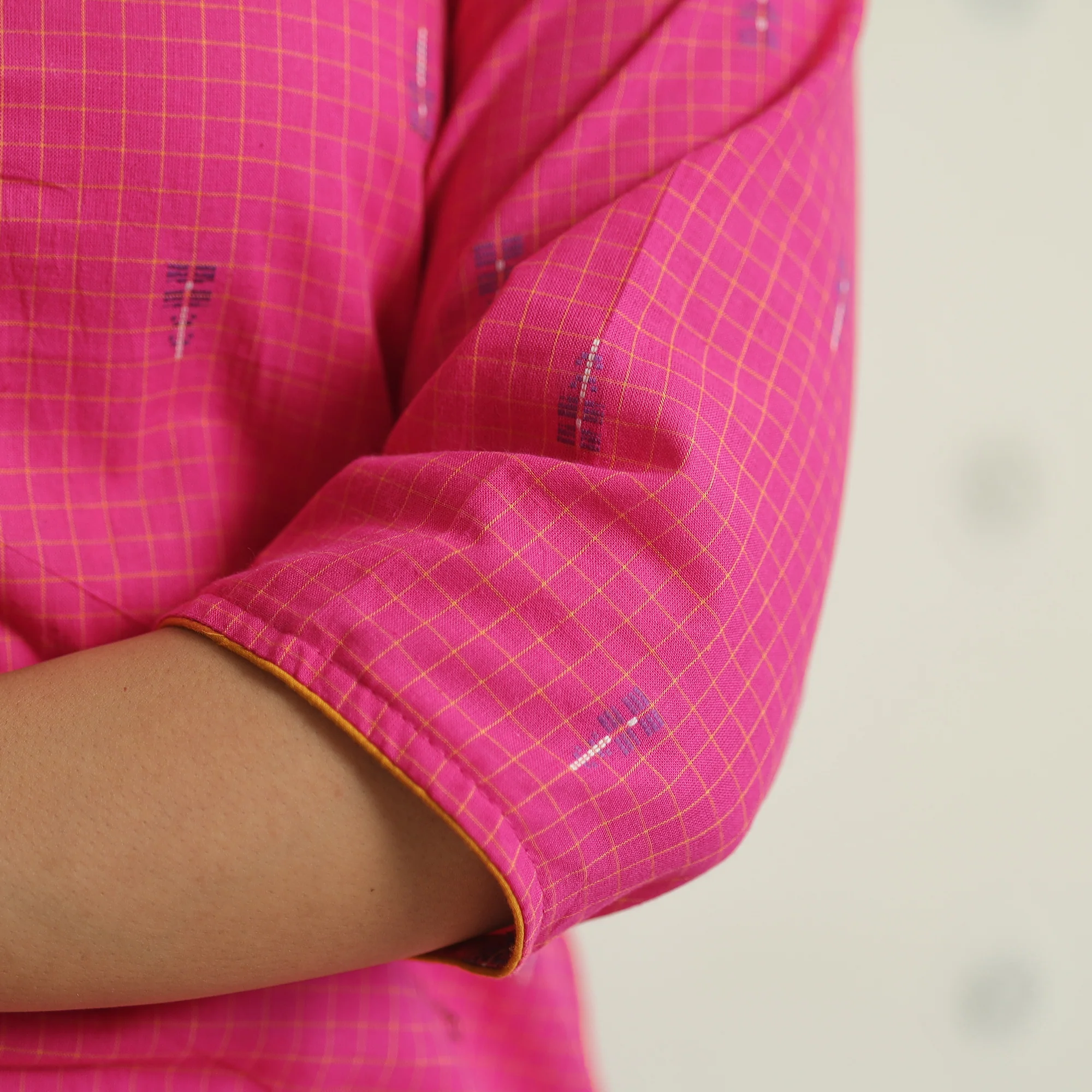 Pink - Jacquard Weave Cotton Straight Kurta 10 - Image 6