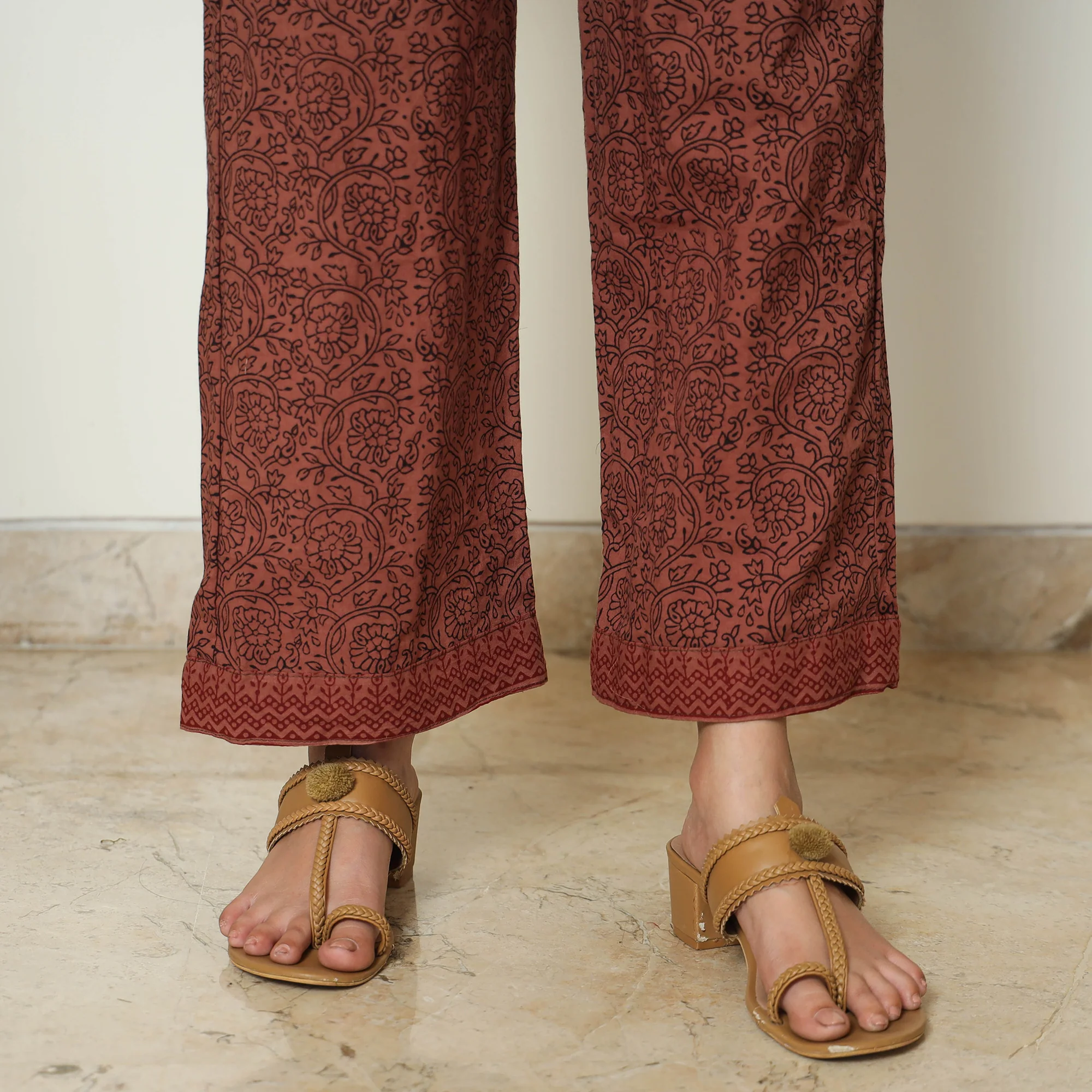 Multicolor - Bagh Block Printed Cotton Kurta with Palazzo & Dupatta Set 09 - Image 7