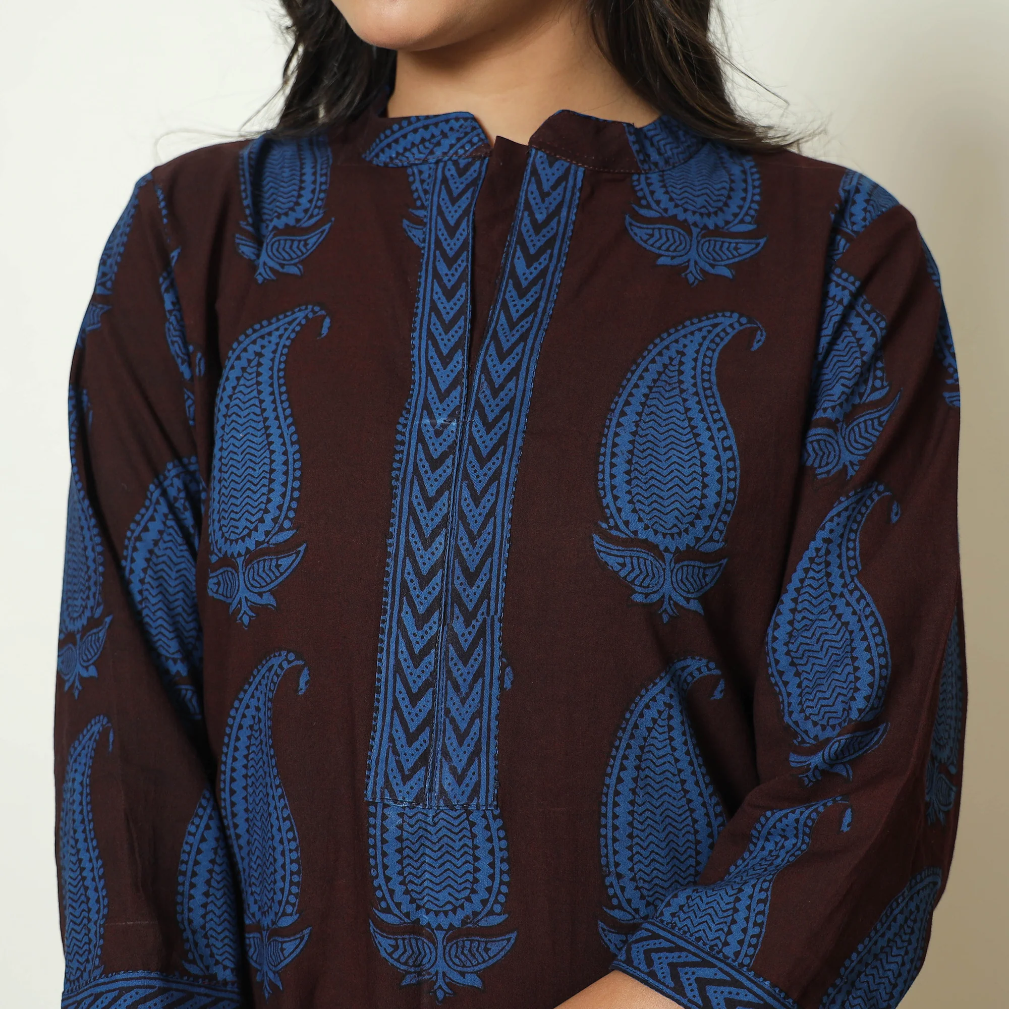 Brown - Bagh Block Printed Cotton Kurta with Palazzo & Dupatta Set 16 - Image 5