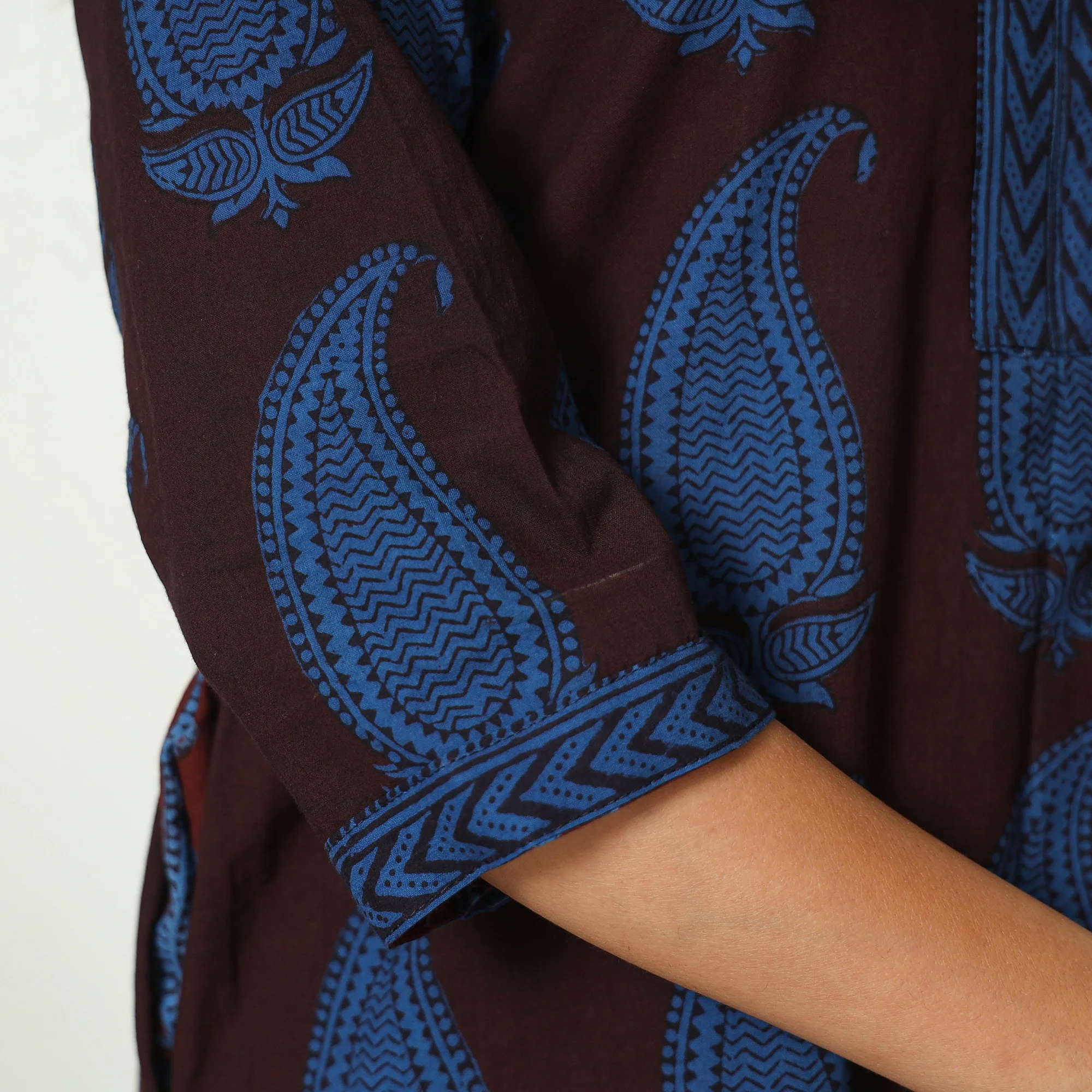 Brown - Bagh Block Printed Cotton Kurta with Palazzo & Dupatta Set 16 - Image 6
