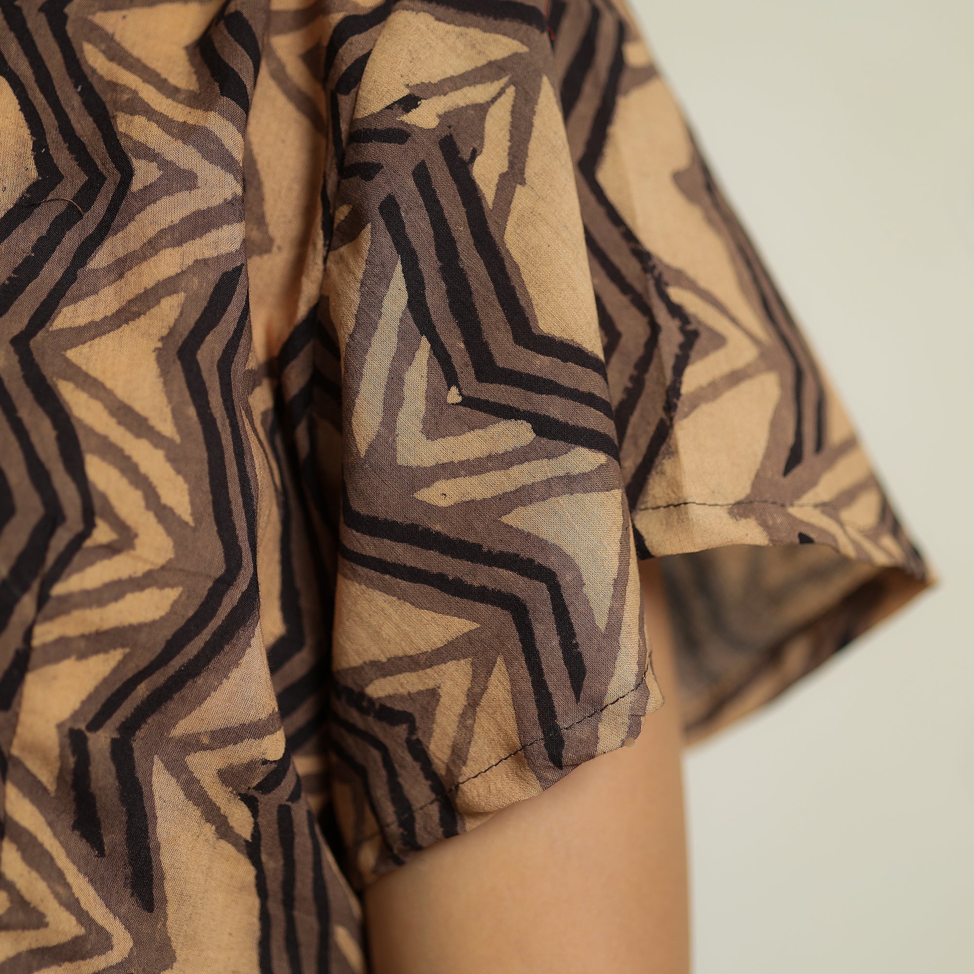 Brown - Ajrakh Block Printed Cotton Crop Top 01 - Image 6
