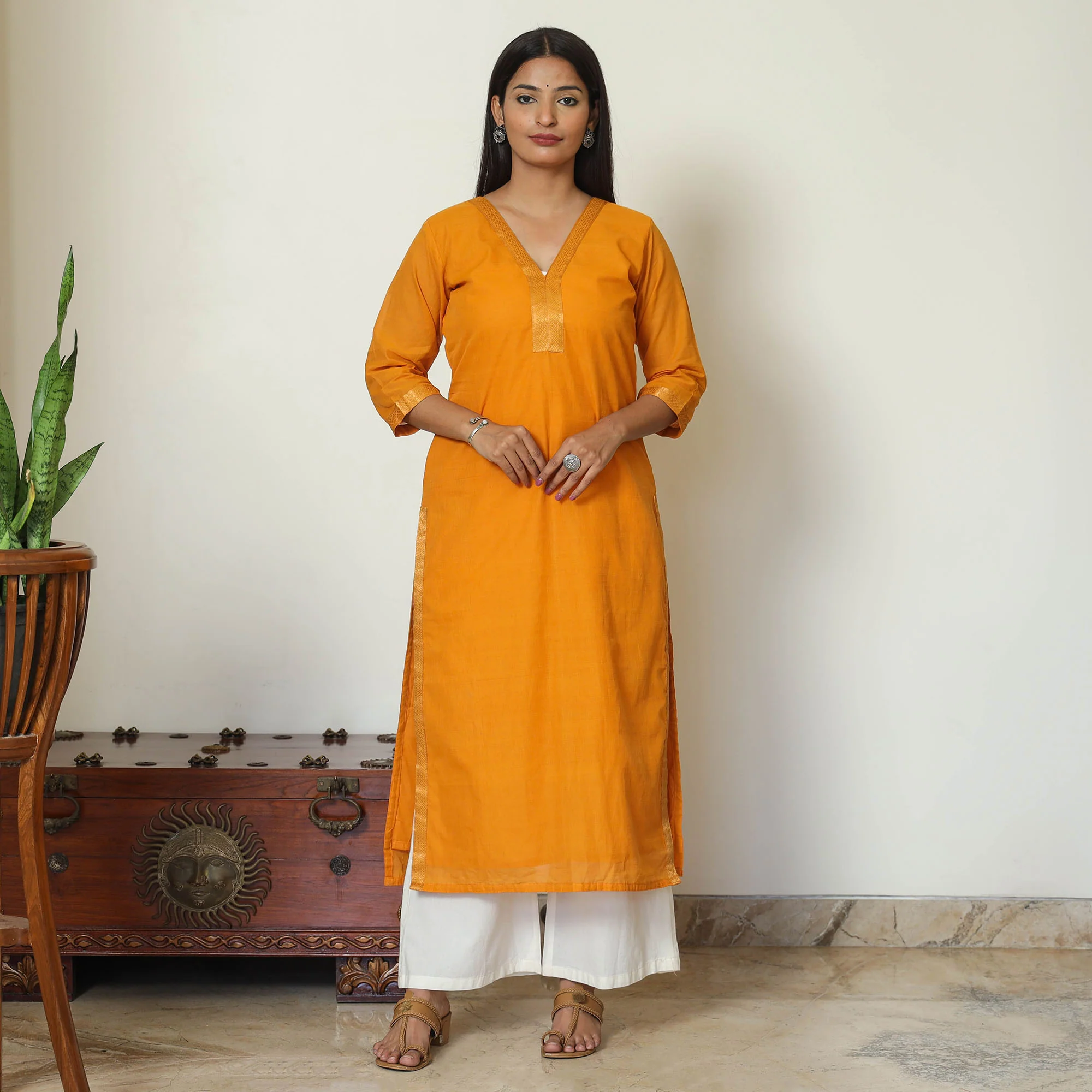 Mangalagiri Handloom Cotton Straight Kurta 05 - Image 3