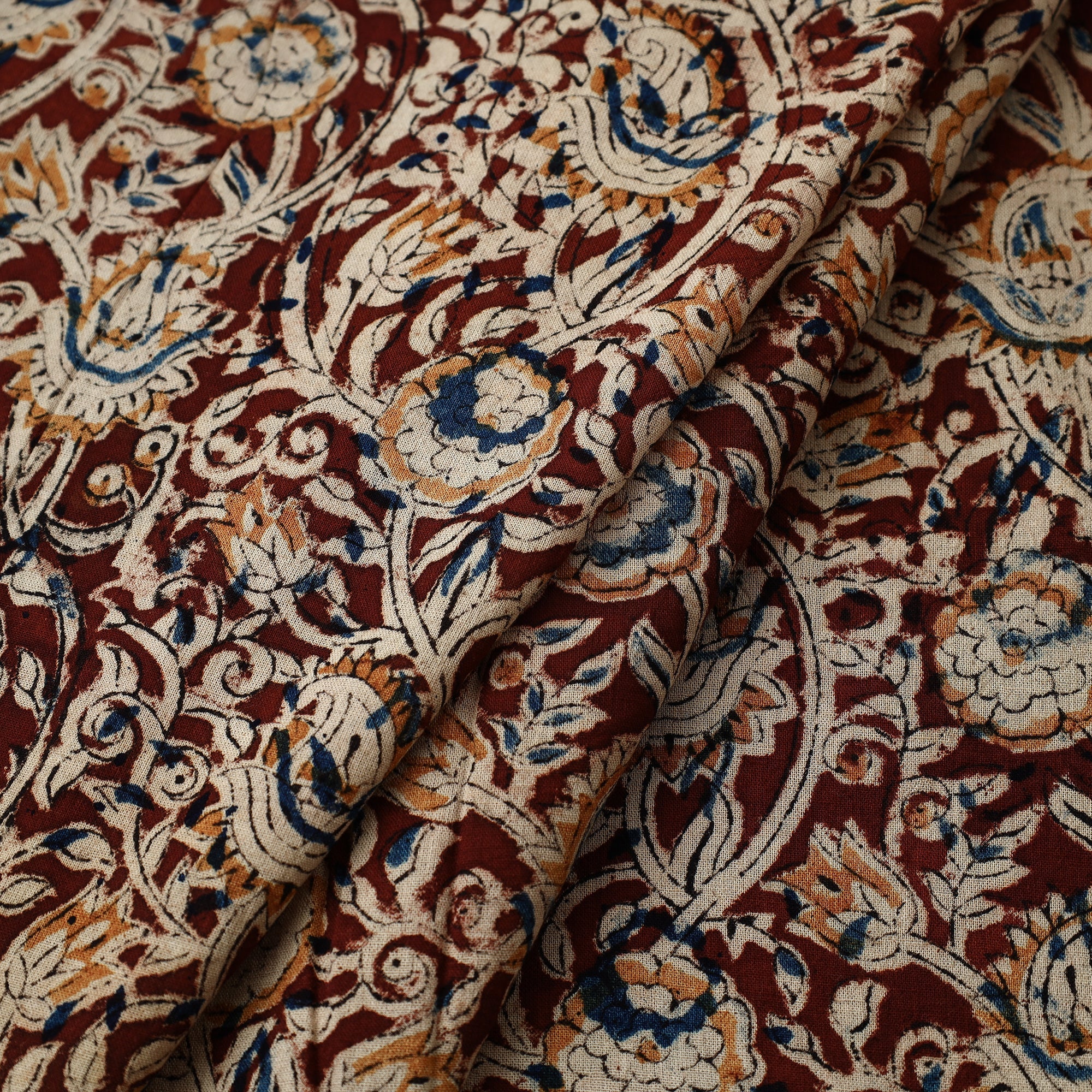 Brown - Pedana Block Print Cotton Kalamkari Fabric 08 - Image 2