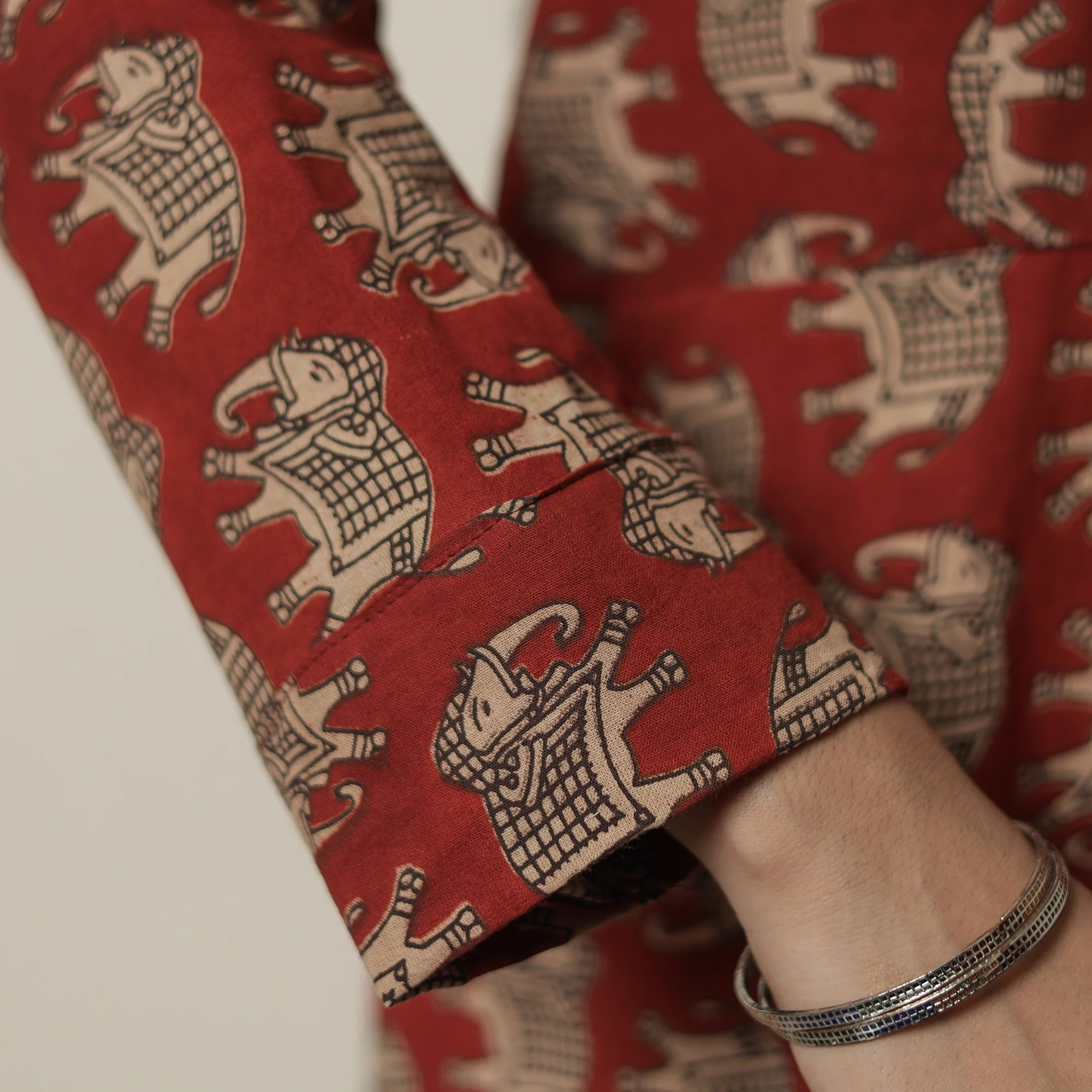 Red - Kalamkari Printed Cotton Straight Kurta 19 - Image 5