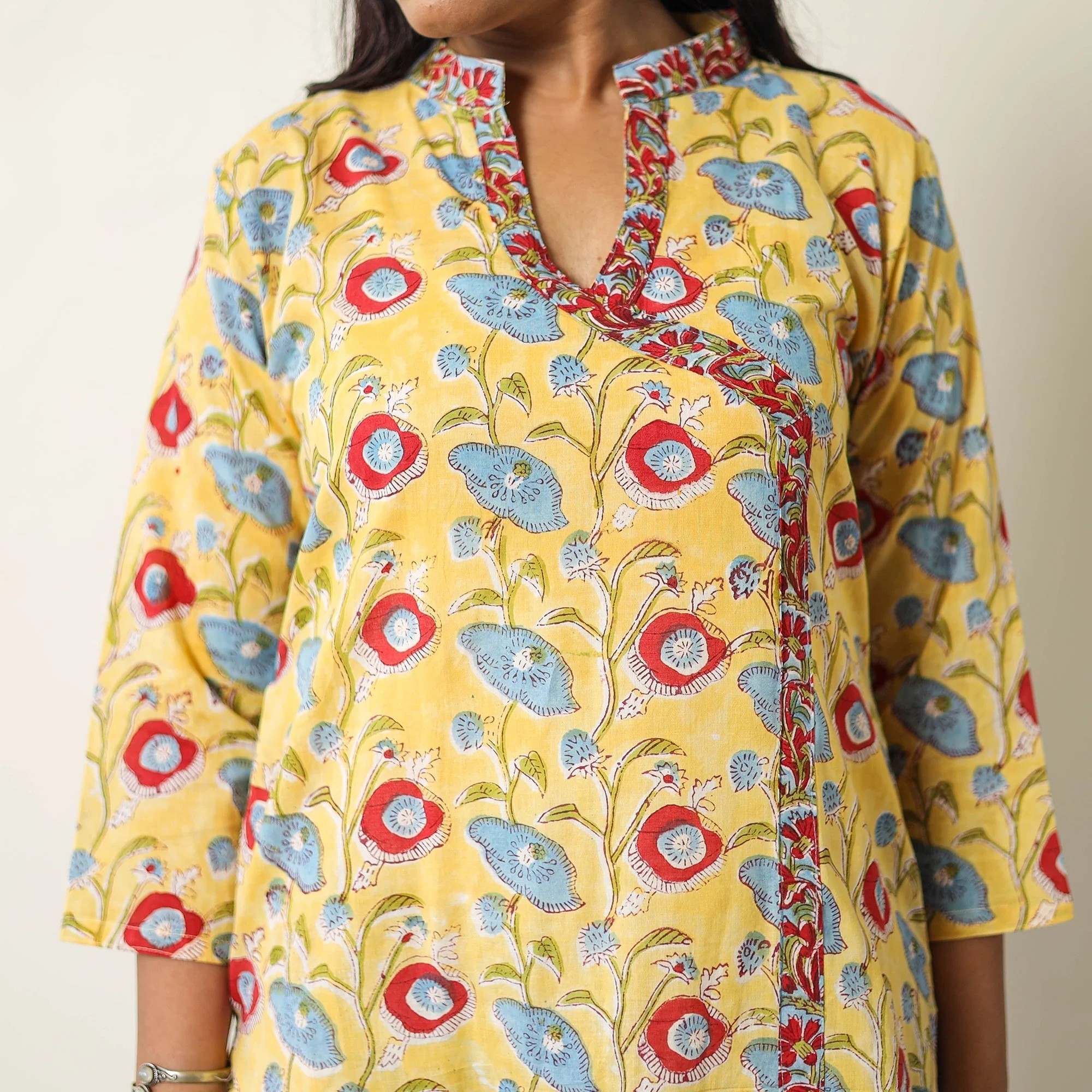 Yellow - Sanganeri Block Printed Cotton Suit Set with Dupatta for women 03 - Image 5