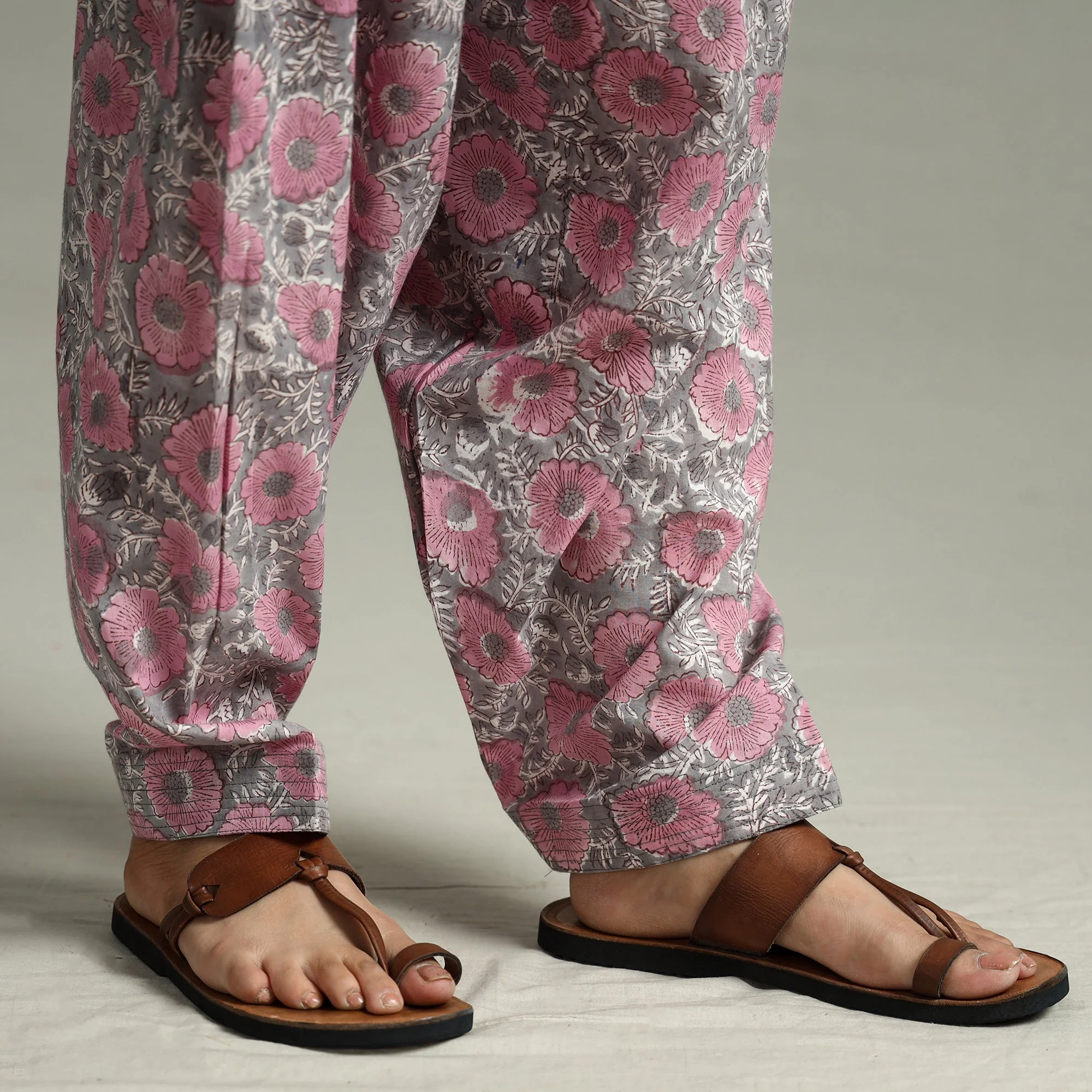 Pink - Sanganeri Block Printed Cotton Elasticated Salwar 12 - Image 5