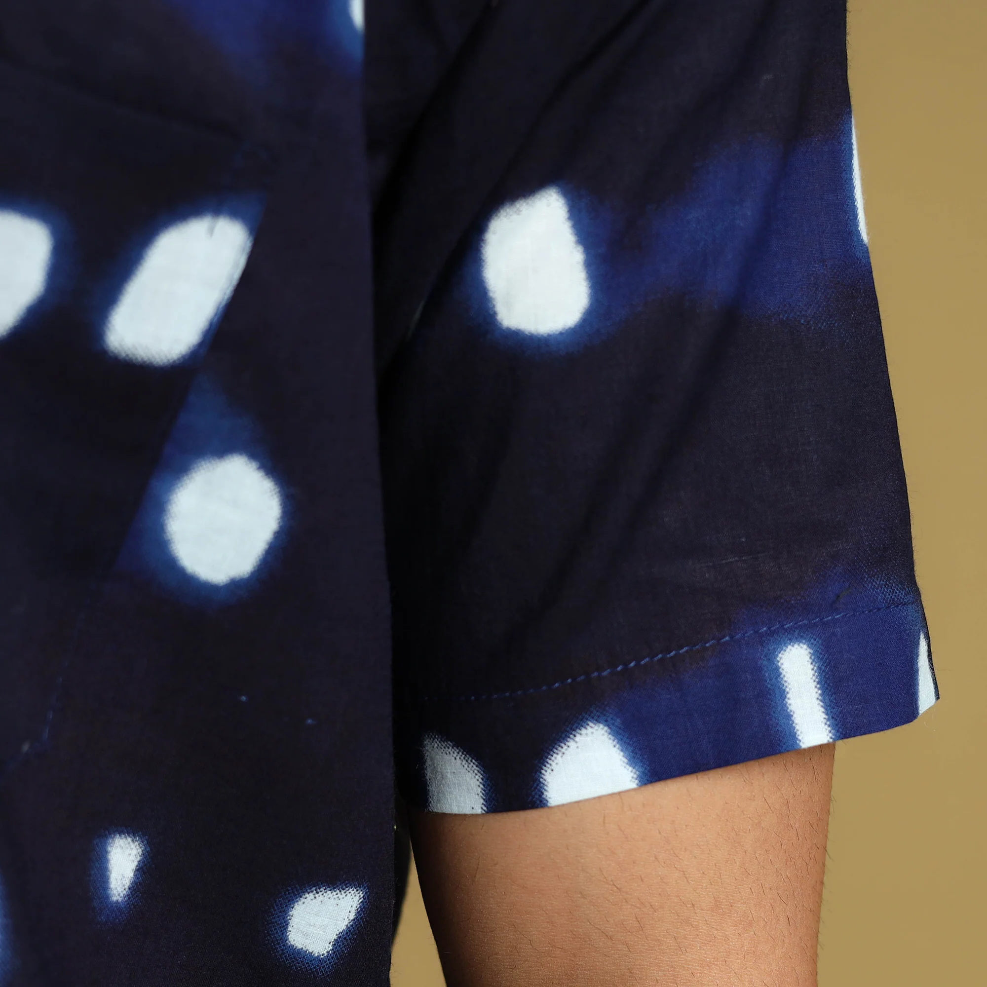 Blue - Shibori Tie-Dye Cotton Men Half Sleeve Shirt 10 - Image 7