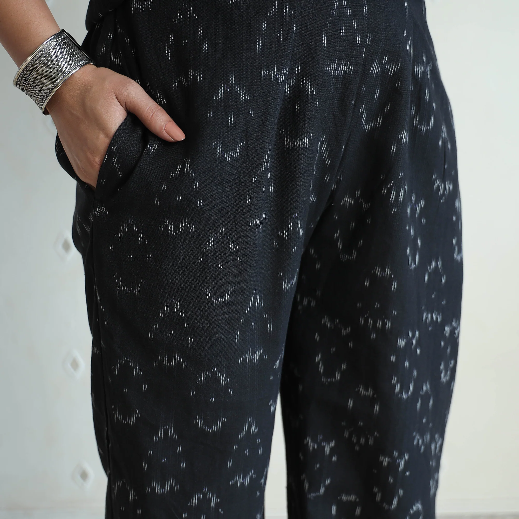 Black - Pochampally Ikat Cotton Co-Ord Set 08 - Image 7