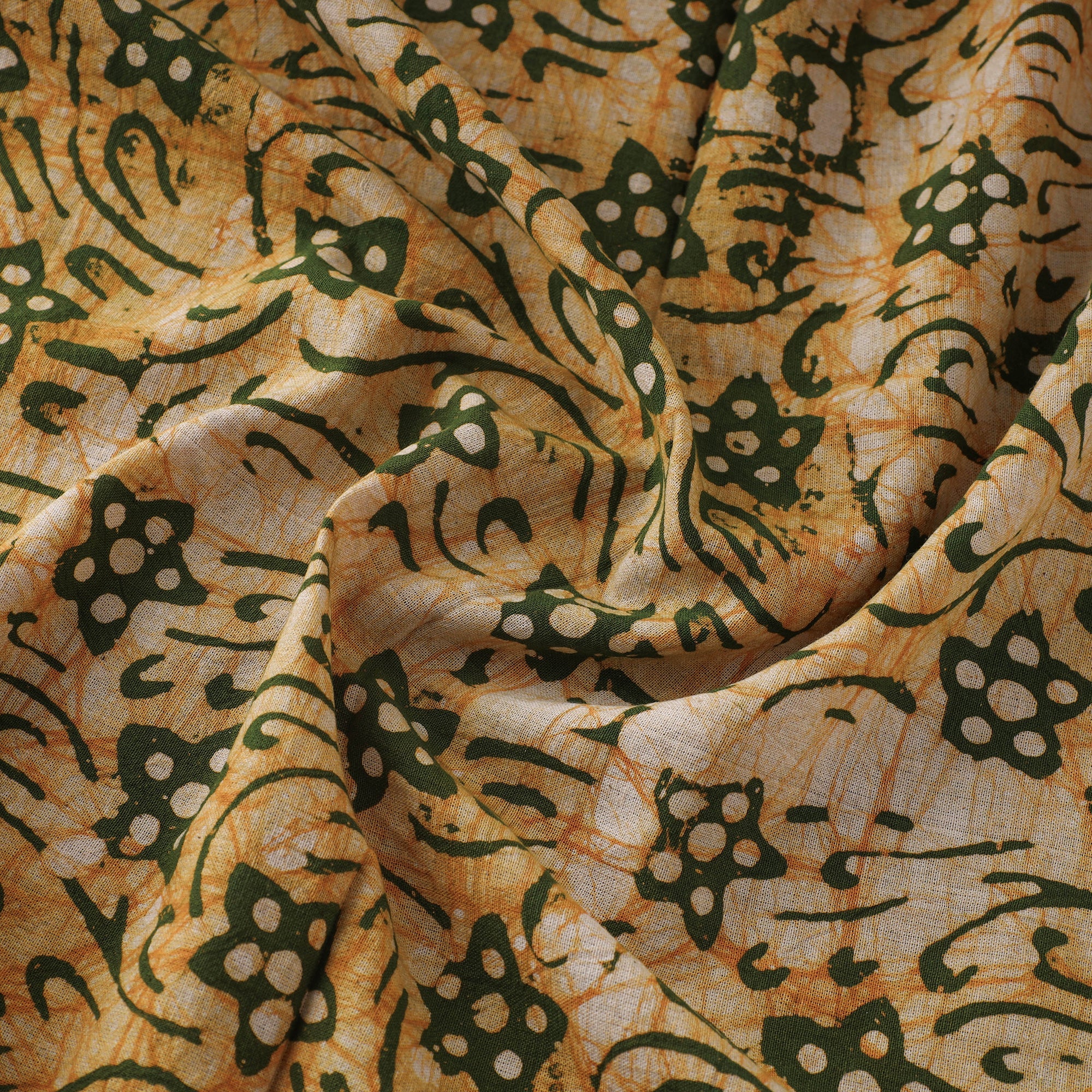 Green - Cotton Kutch Batik Print Fabric 22 - Image 3